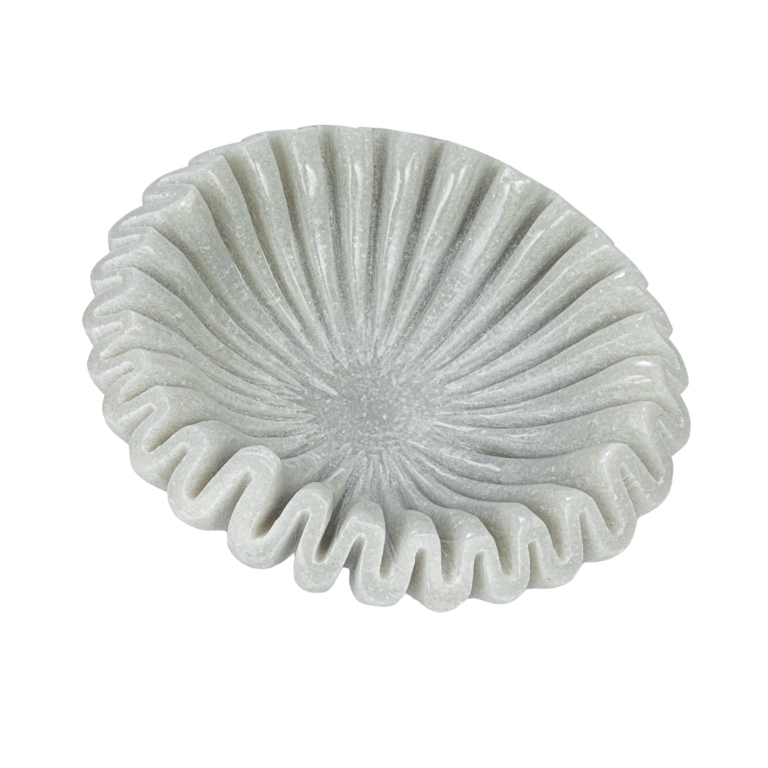 Hello Honey® 7" White Round Marble Pleated Dish