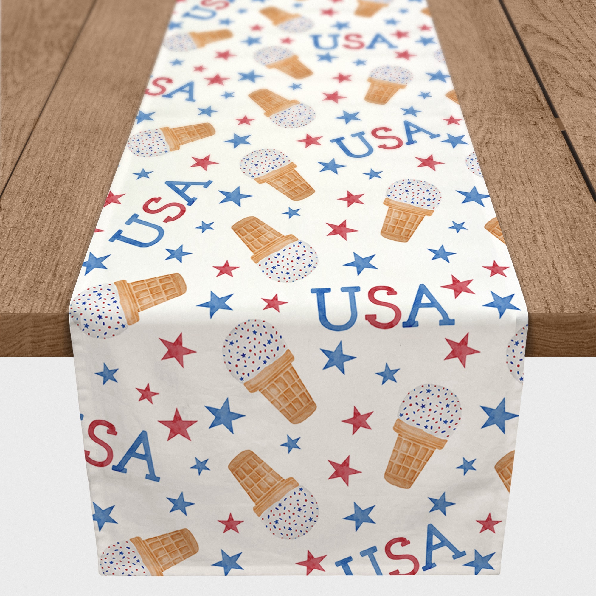 USA Sprinkles Stars Pattern Poly Twill Table Runner