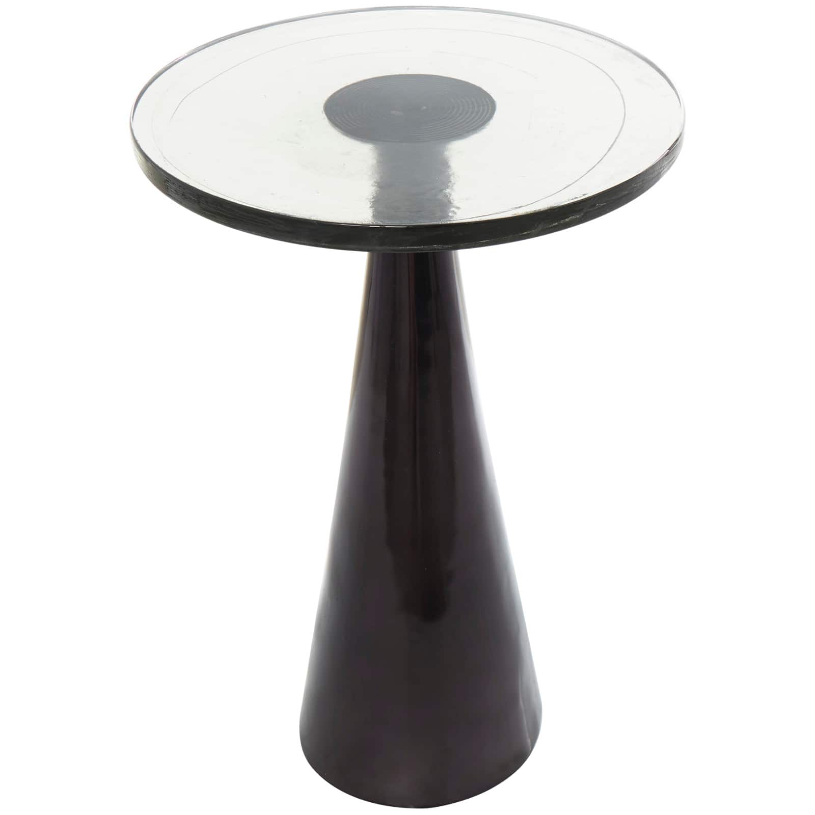 24" Black Aluminum Geometric Cone Accent Table