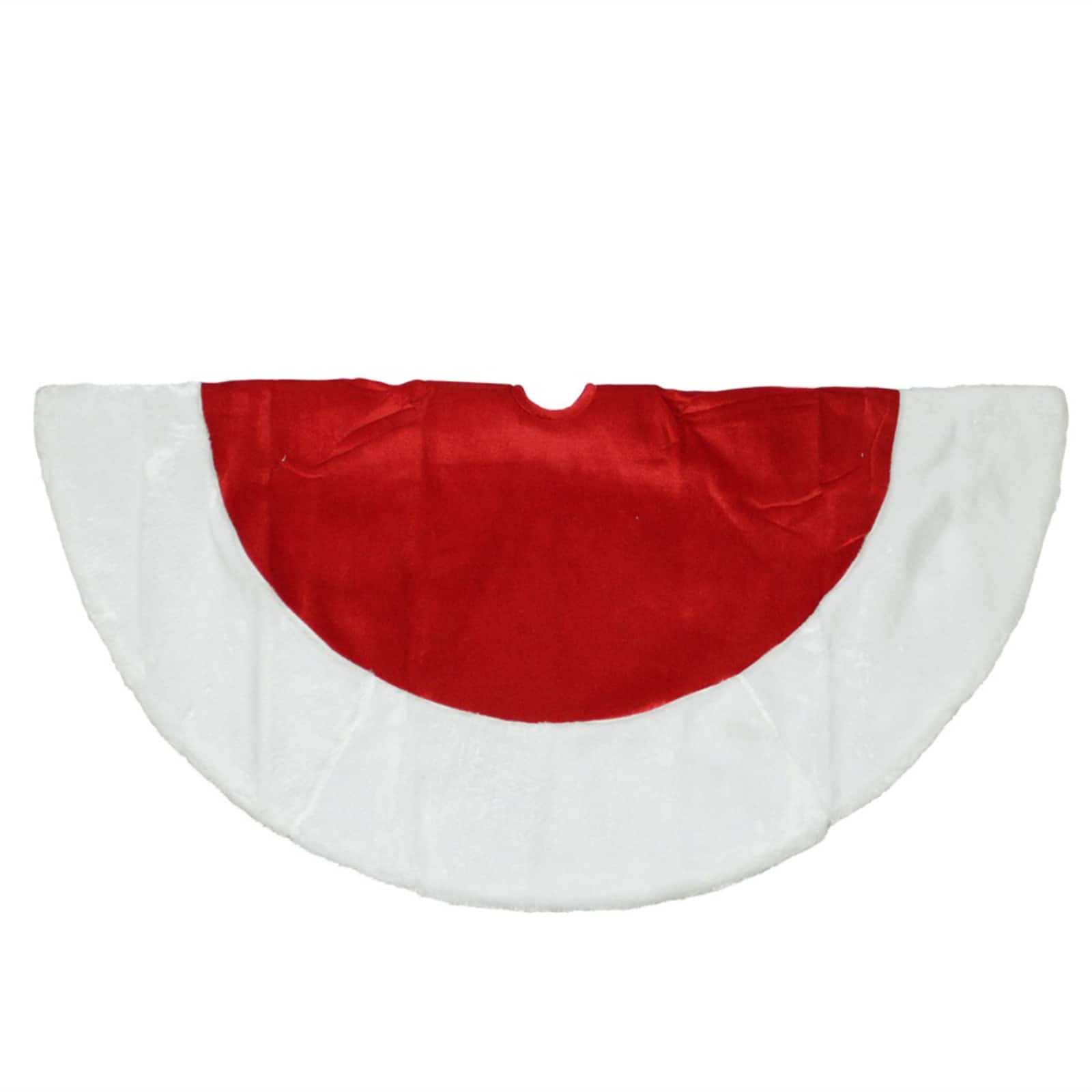 26&#x22; Red &#x26; White Velveteen Tree Skirt