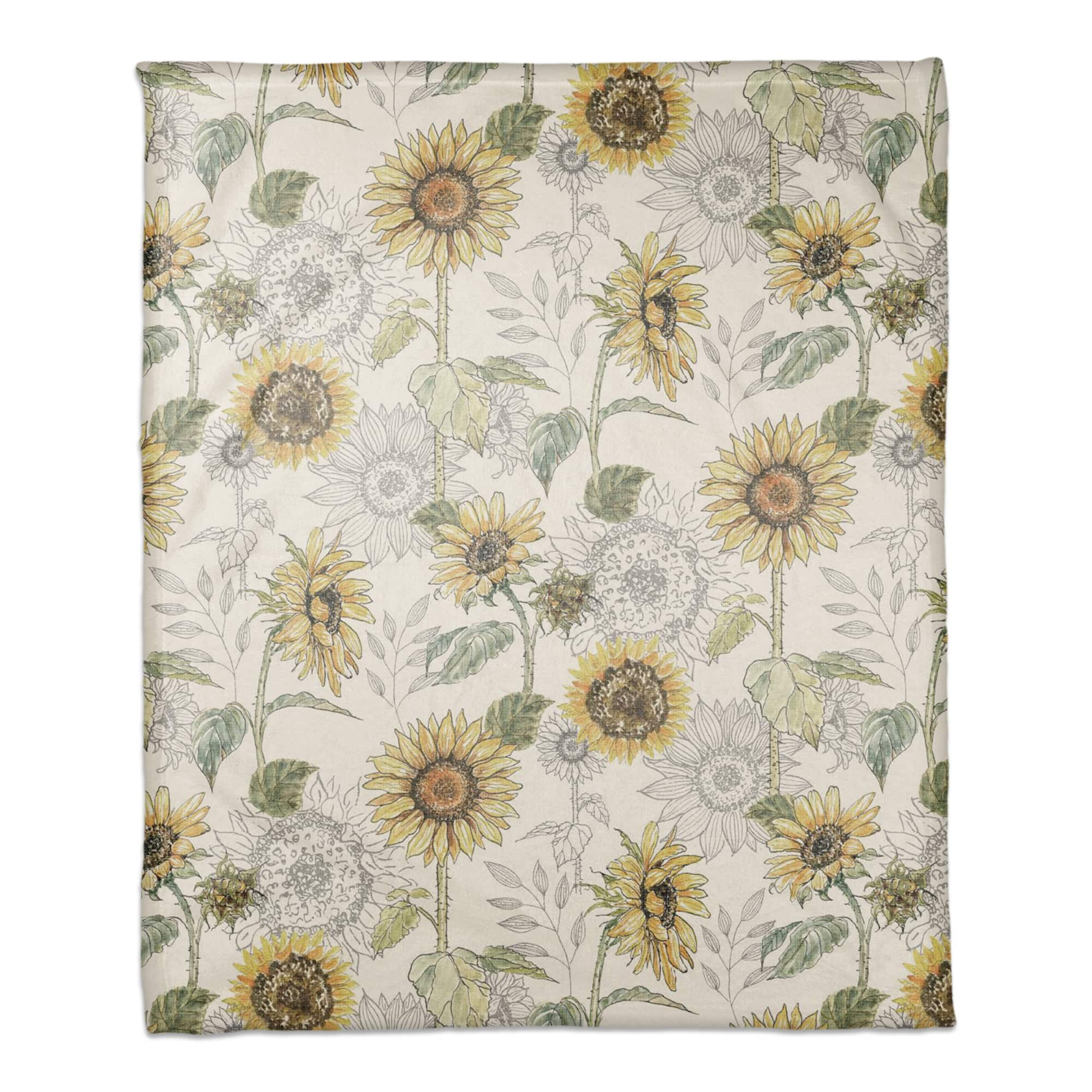 Sunflower Pattern Coral Fleece Blanket