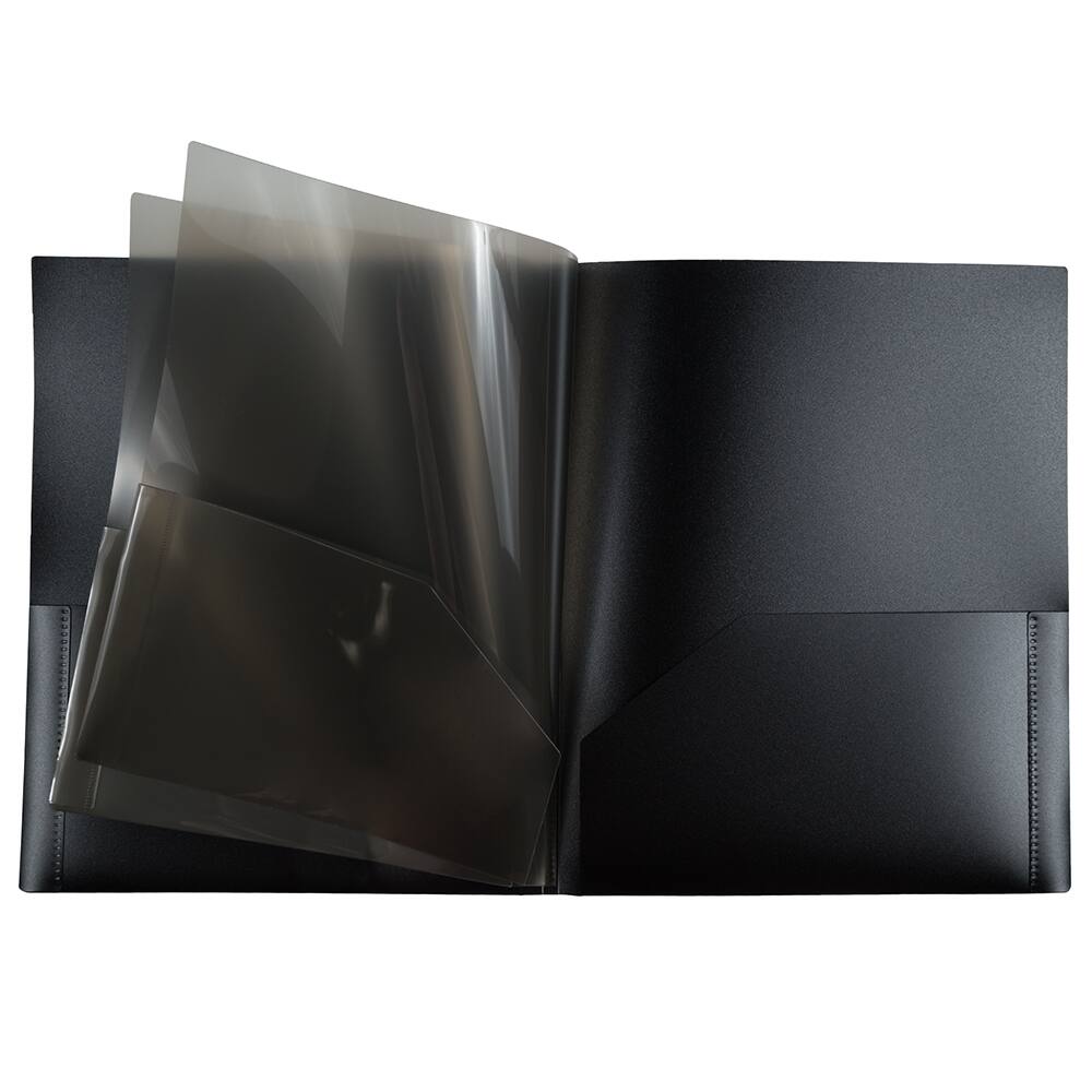 JAM Paper Heavy Duty Plastic 6-Pocket Folder, 2ct.