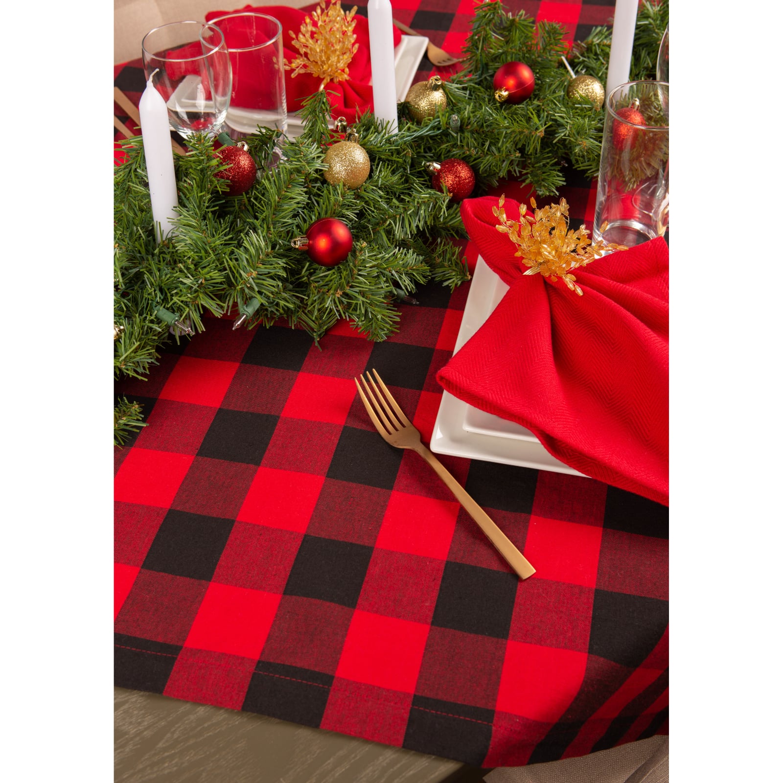 Buffalo Check Red Tablecloth 52" x 52"
