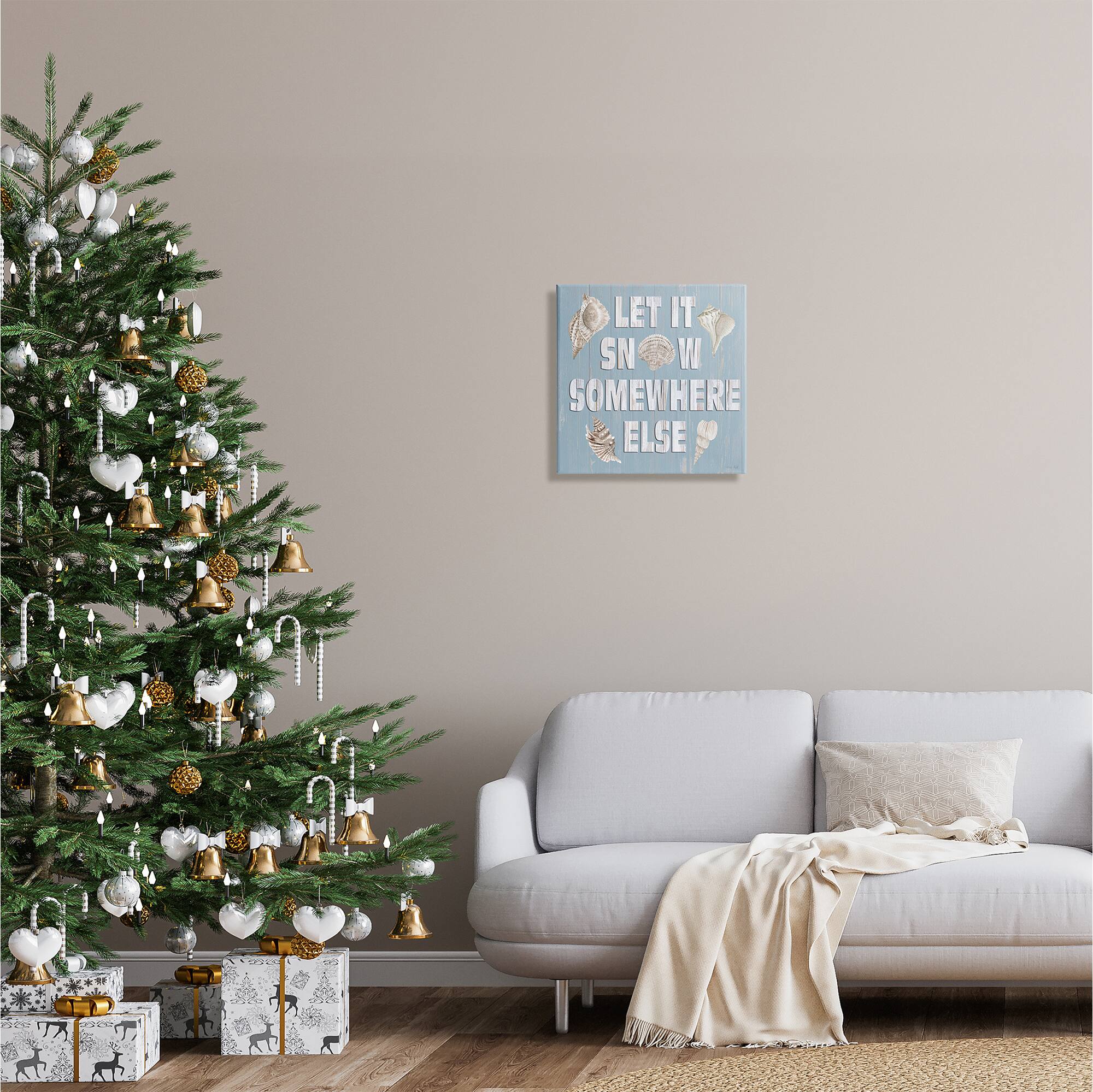 Stupell Industries Let It Snow Somewhere Else Seashells Canvas Wall Art