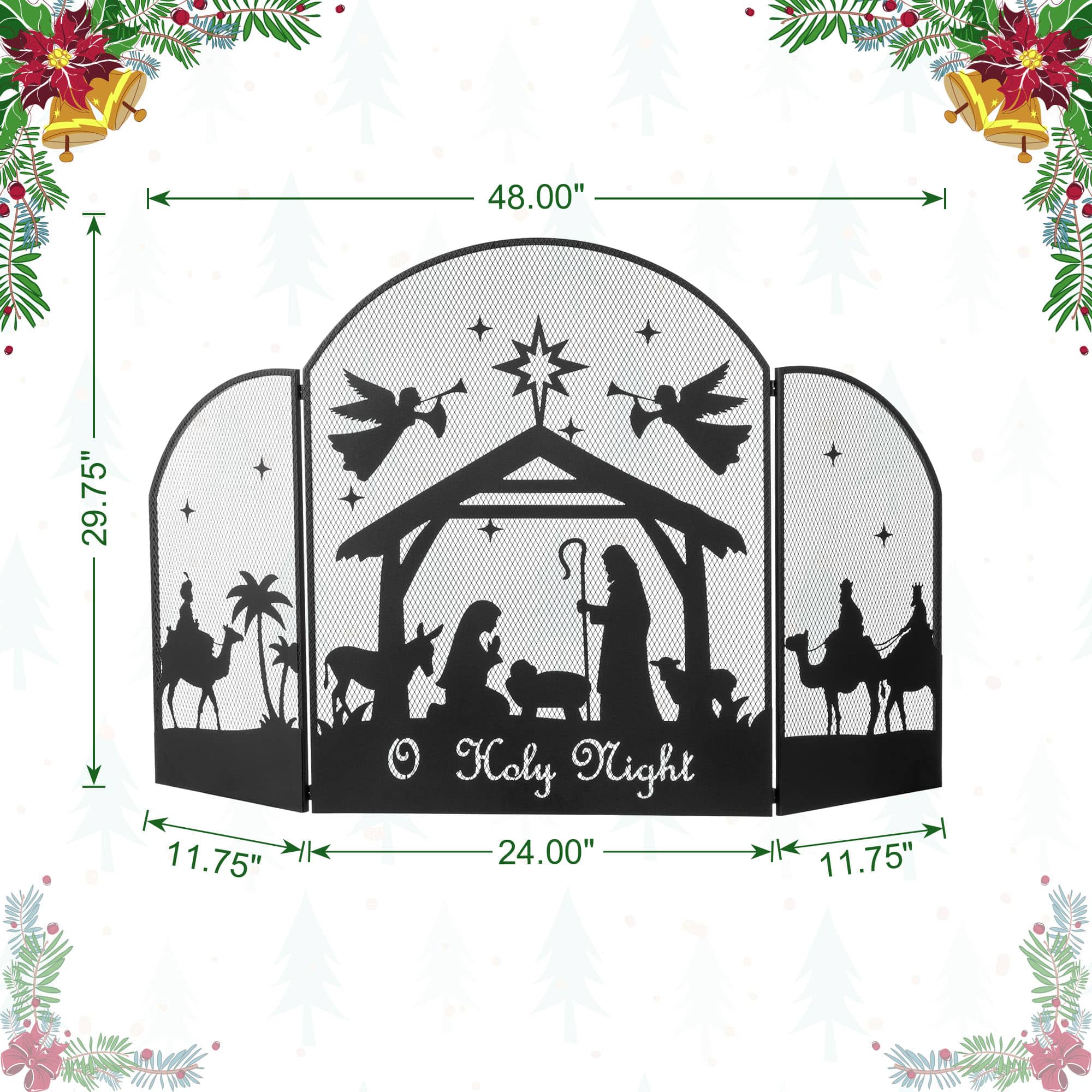 Glitzhome® 48" Christmas Metal Mesh Silhouette Nativity Scene Screen