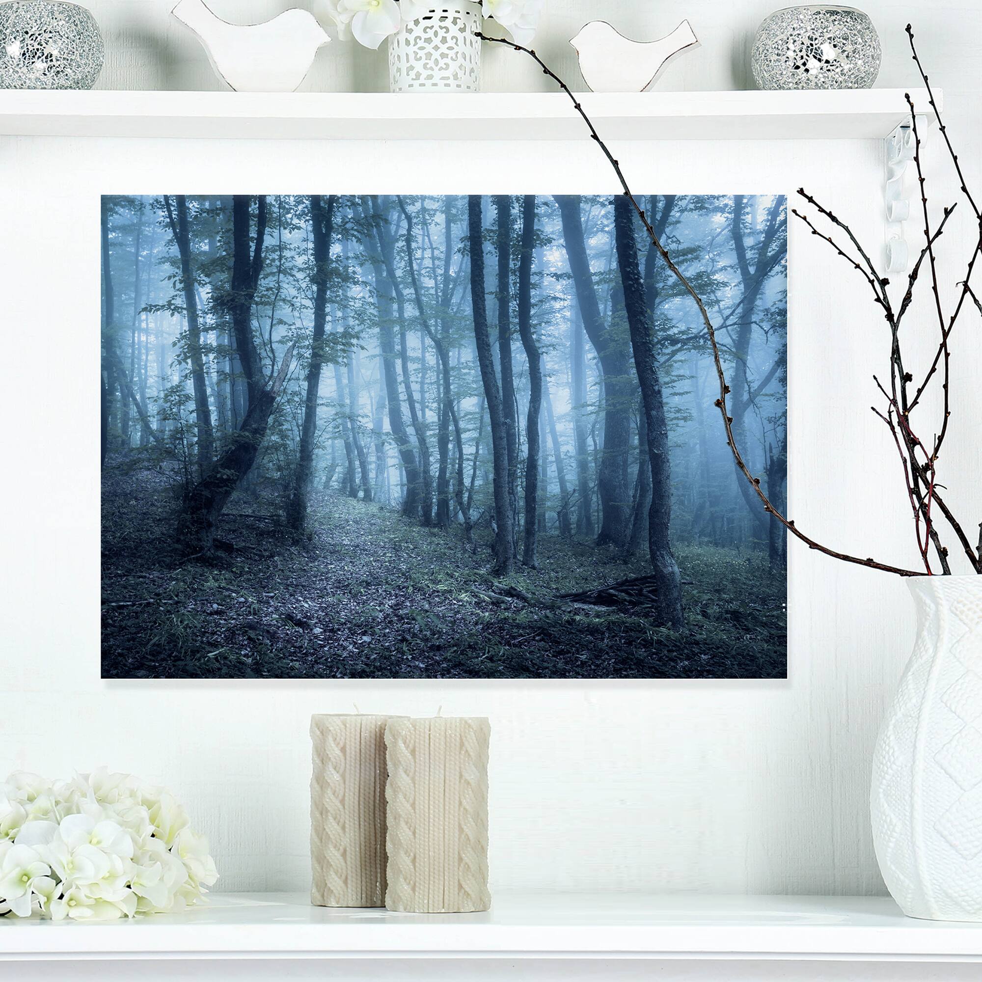 Designart - Spring Foggy Forest Trees - Landscape Photography Canvas Print