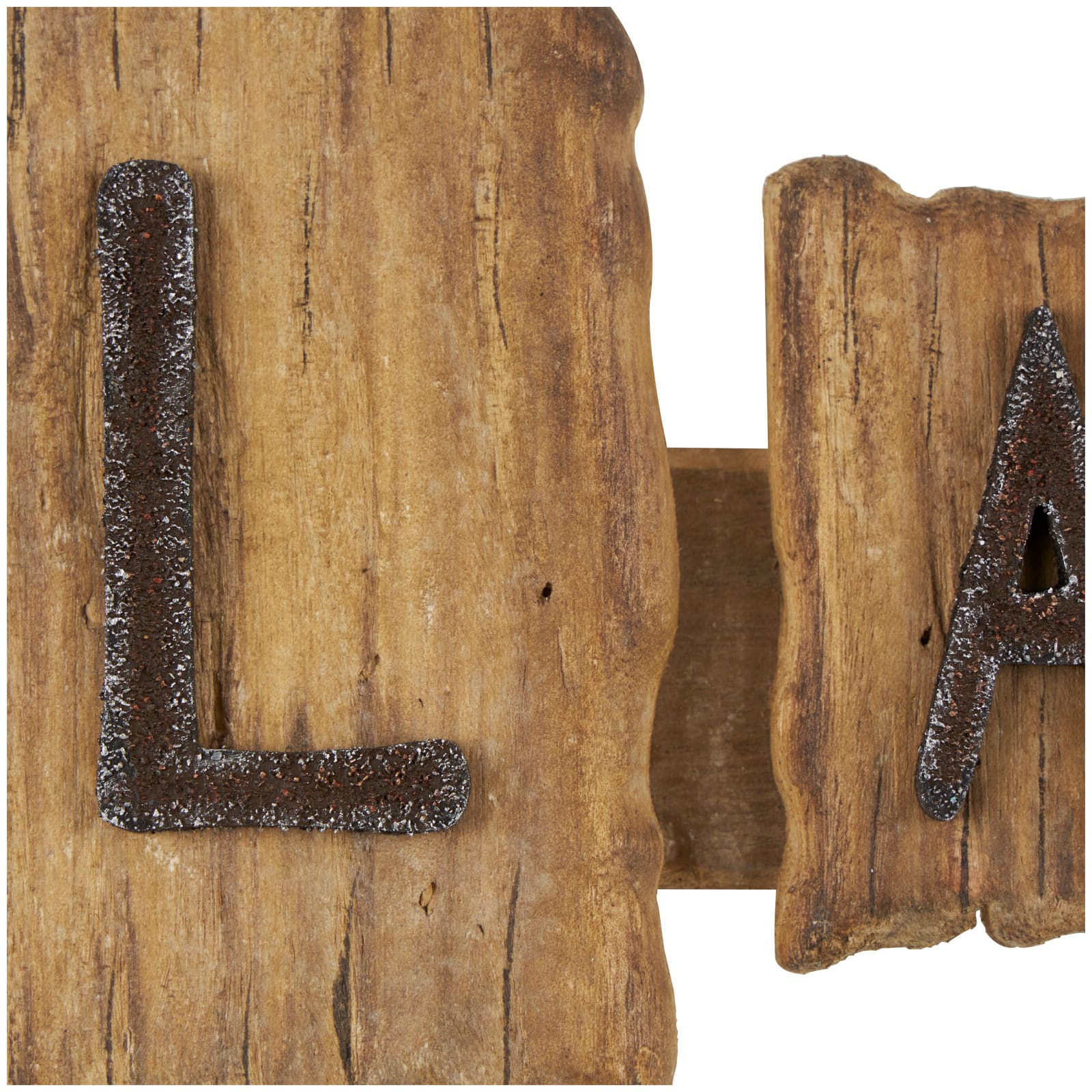 Brown Wood Handmade Live Edge Lake Sign 3 Hanger Wall Hook with Metal Accents