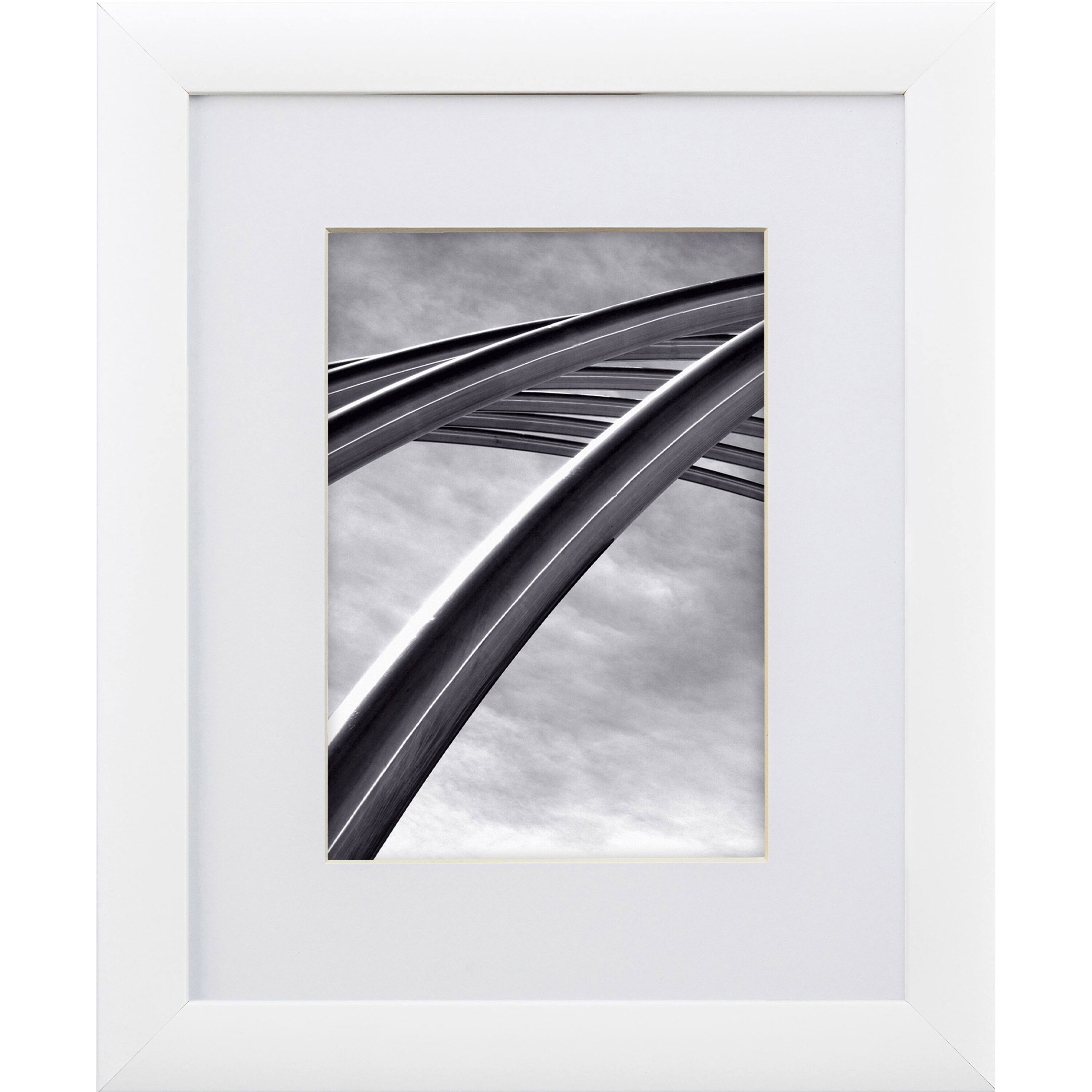 Craig Frames Contemporary White Satin Picture Frame with Mat