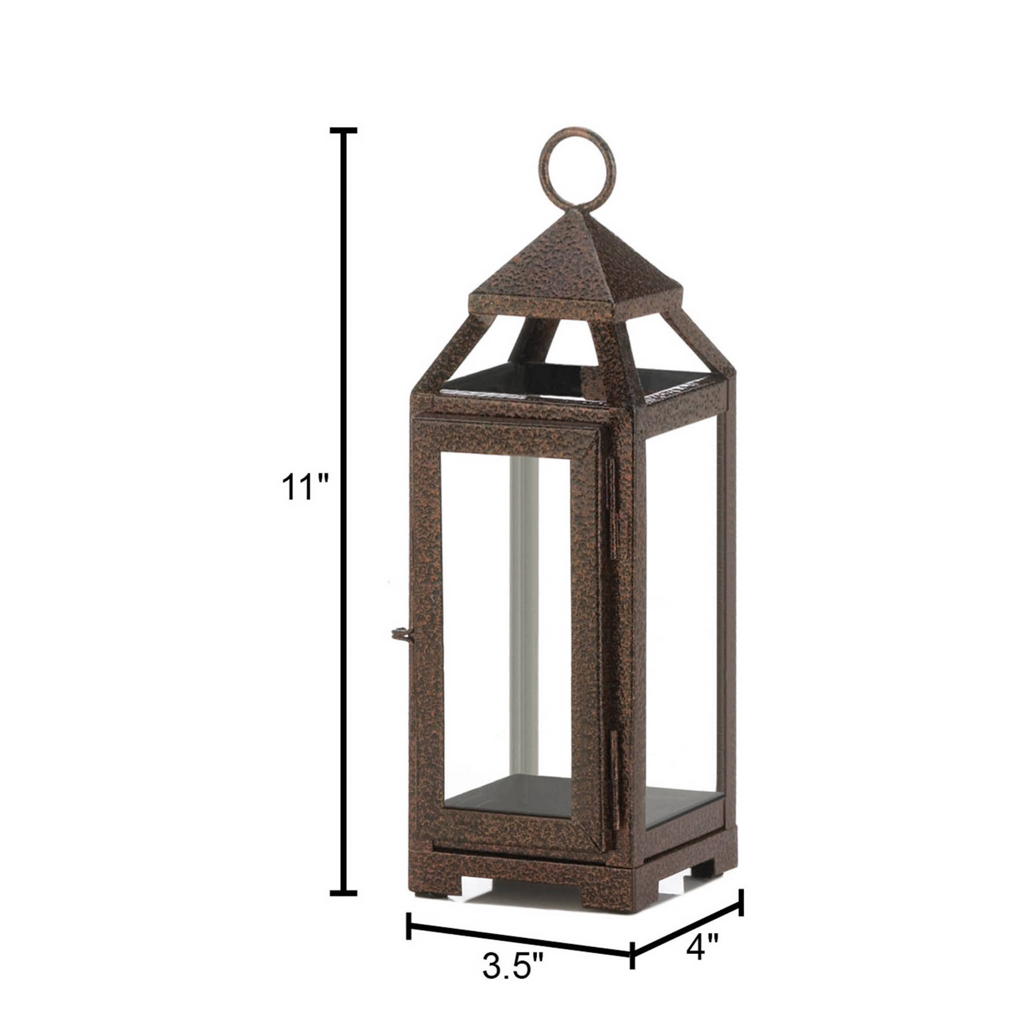 11&#x22; Iron &#x26; Glass Copper Lantern