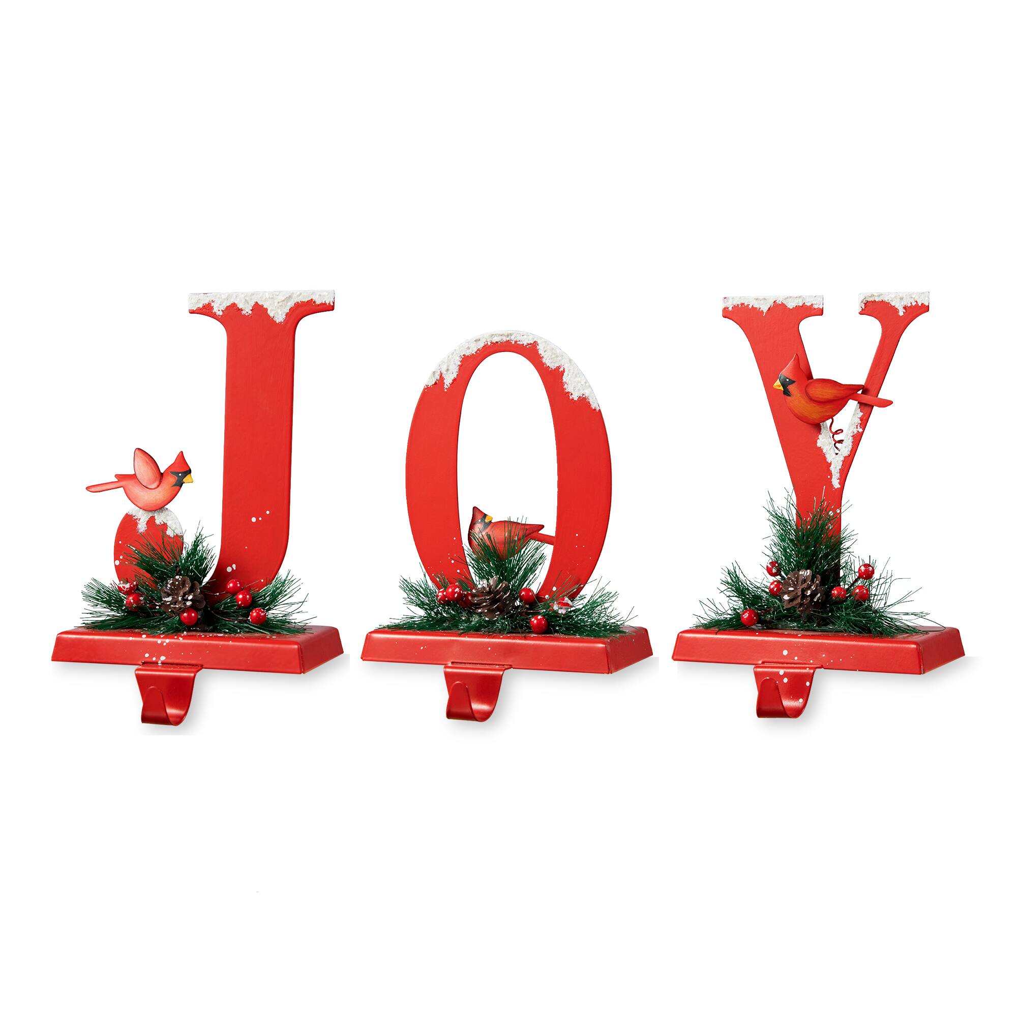 Glitzhome&#xAE; Christmas Metal JOY Stocking Holder Set