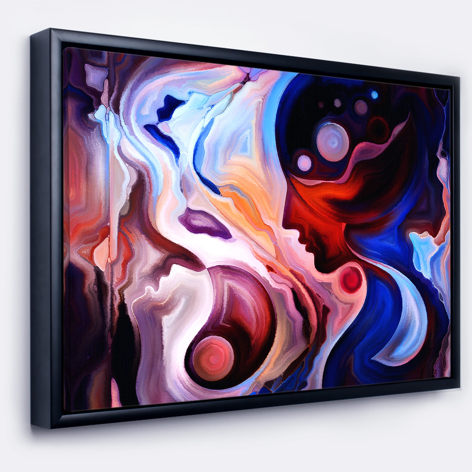 Designart - Watching Woman Painting - Abstract Canvas Art Print in Black Frame