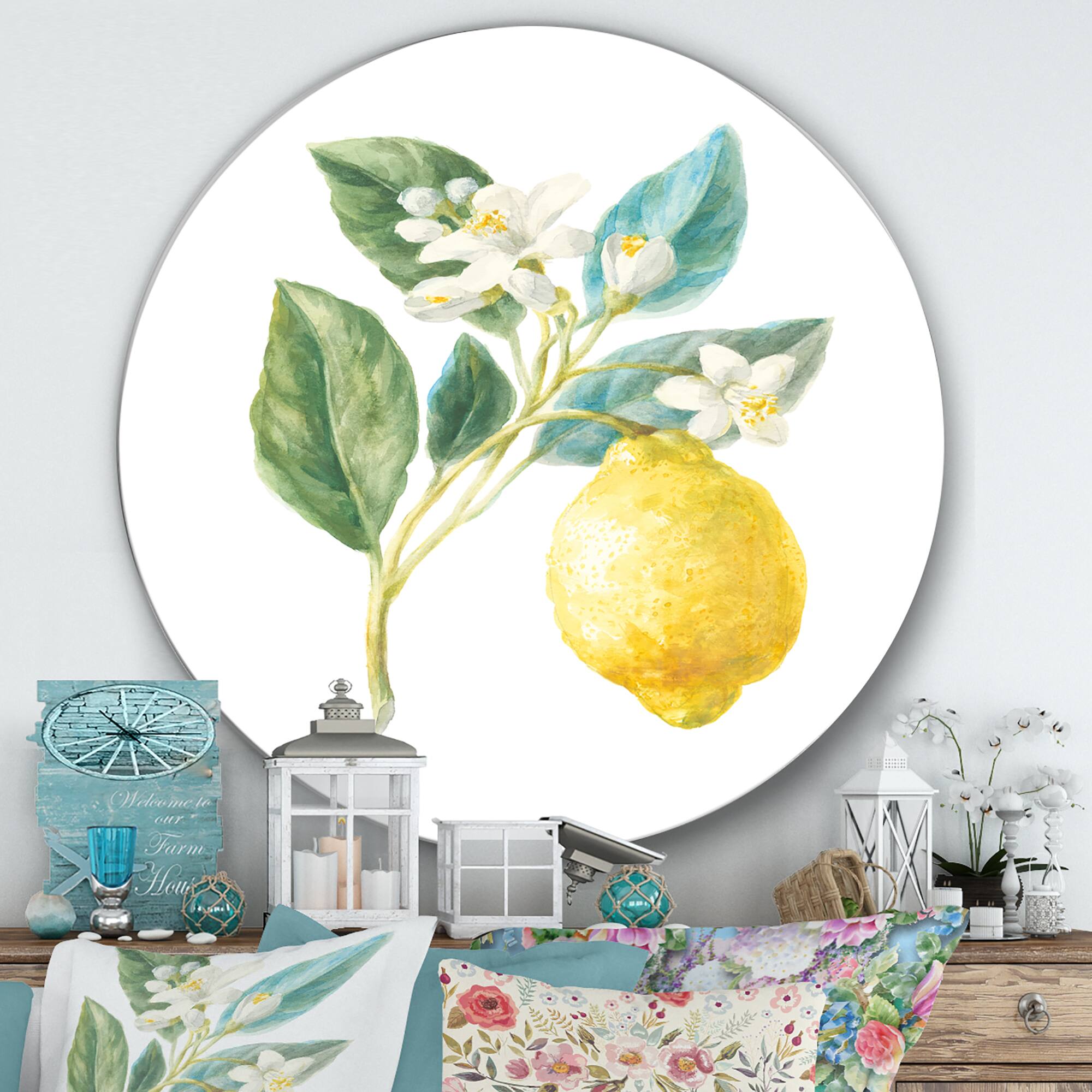 Designart - Floursack Lemon I - Farmhouse Metal Circle Wall Art