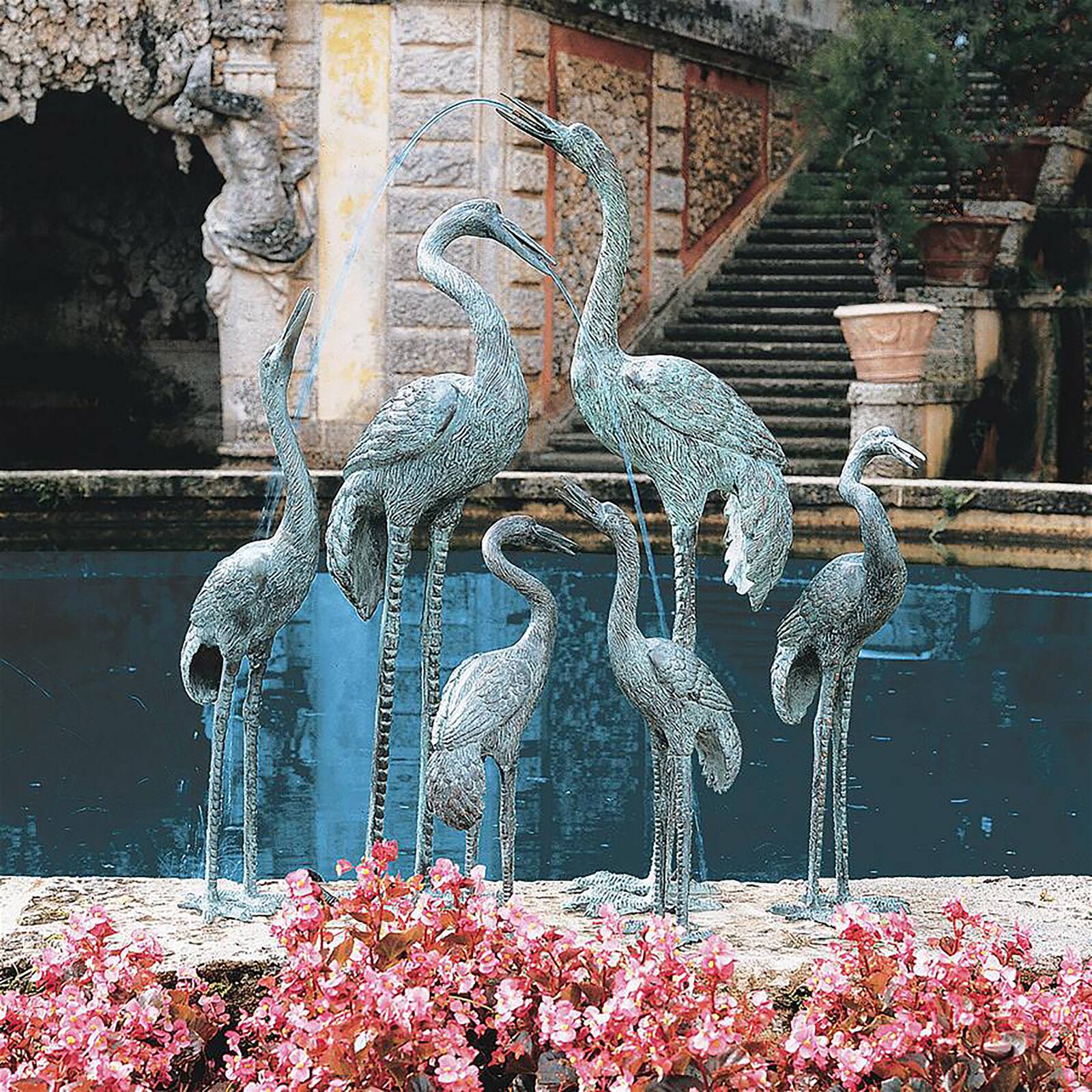 Design Toscano Medium Bronze Crane: Set