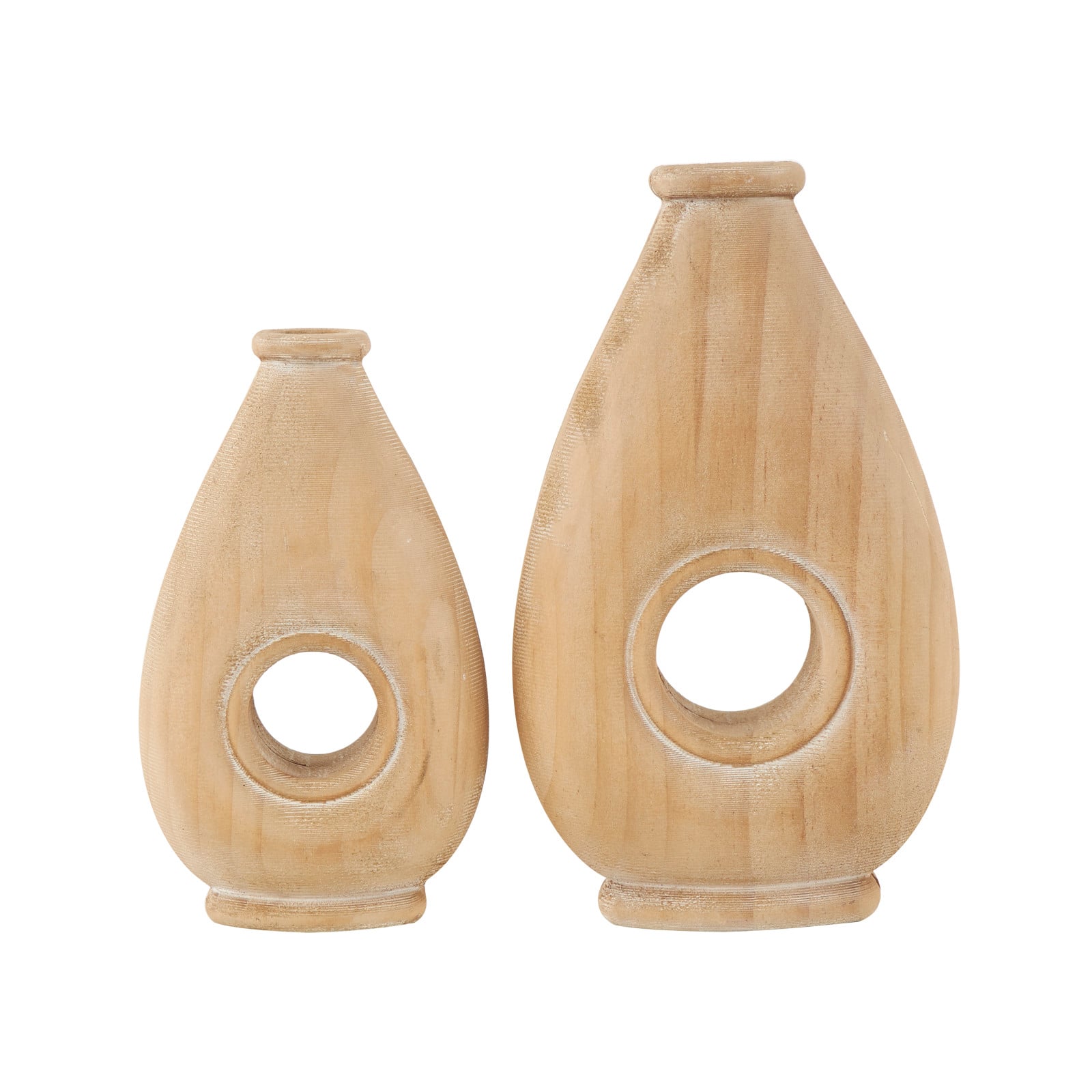 Brown Wood Teardrop Vase with Cutout Center Set | Michaels