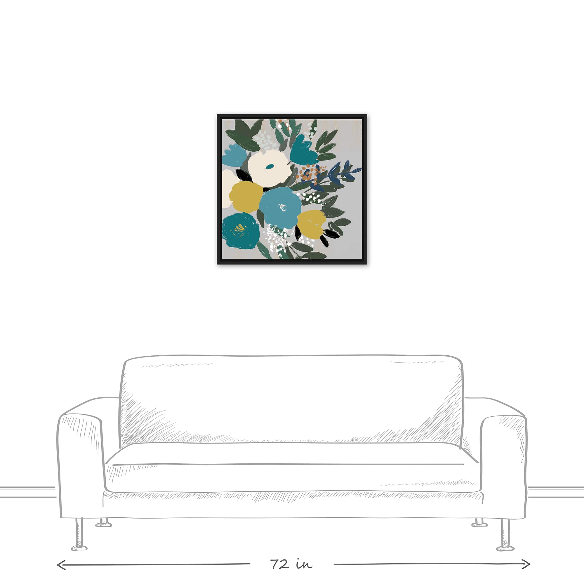 Simple Bouquet 24" x 24" Black Floating Framed Canvas