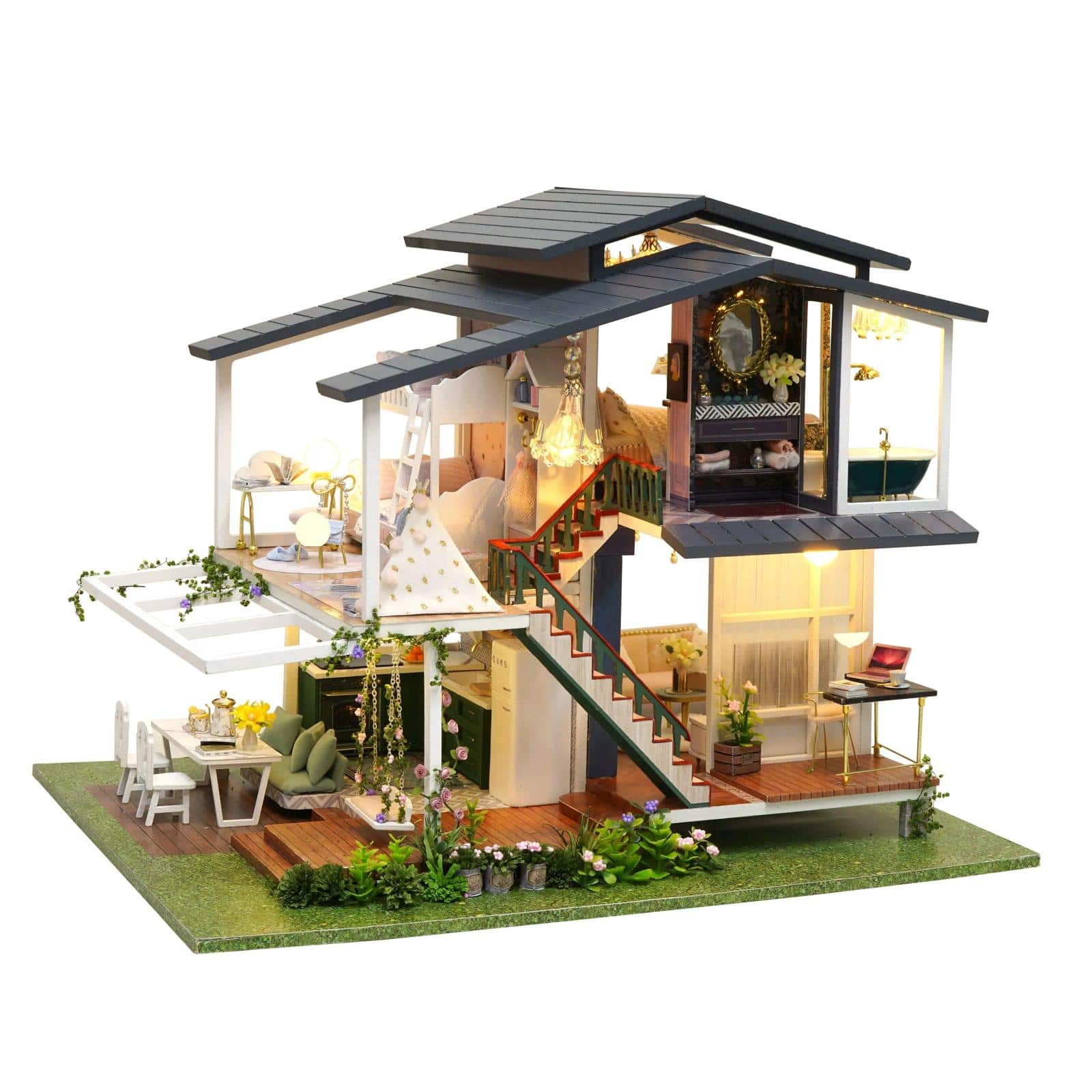 Wizardi Miniature Roombox: Villa Monet's Garden Dollhouse Kit