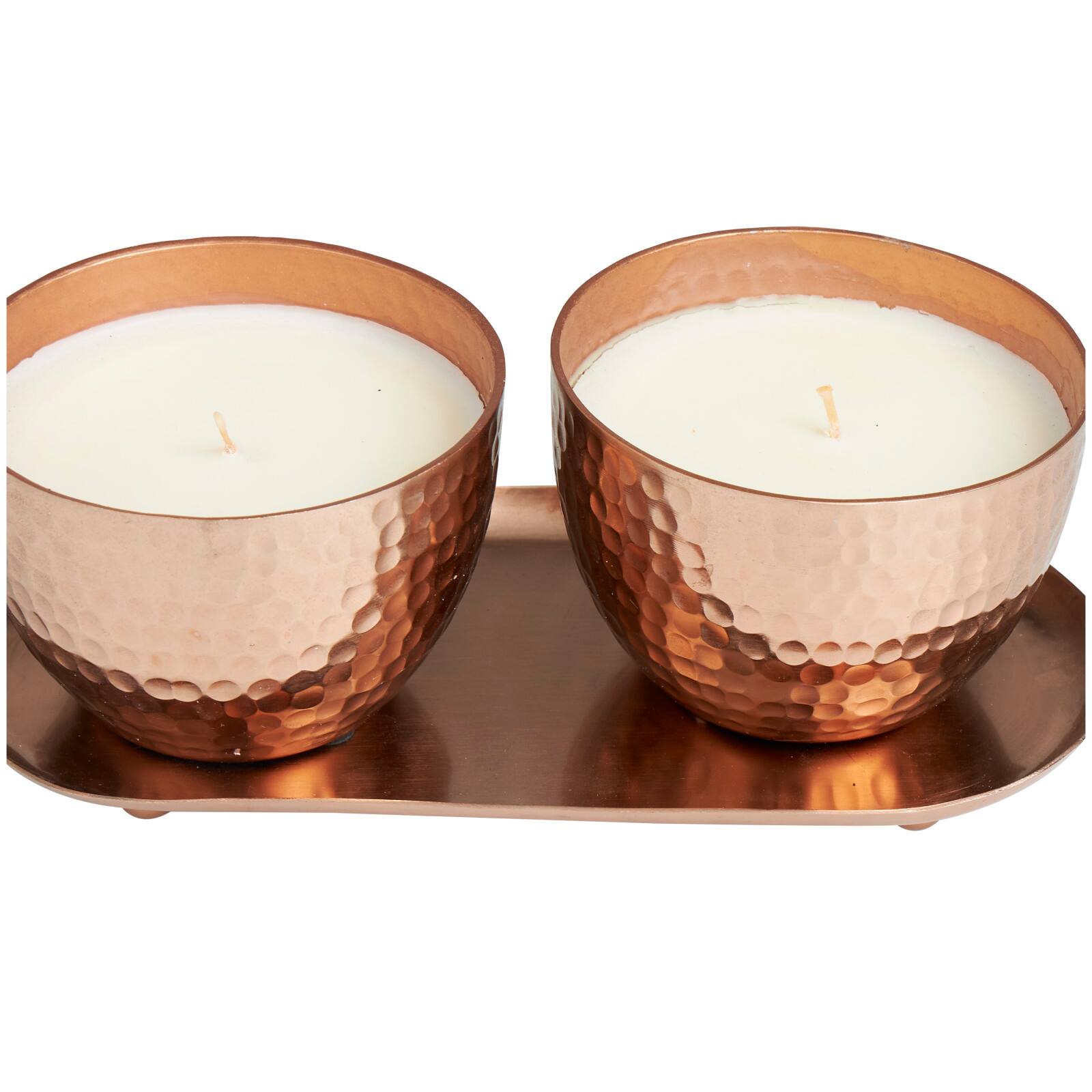 Jasmine Scented Candles in Hammered Copper Bowls Set