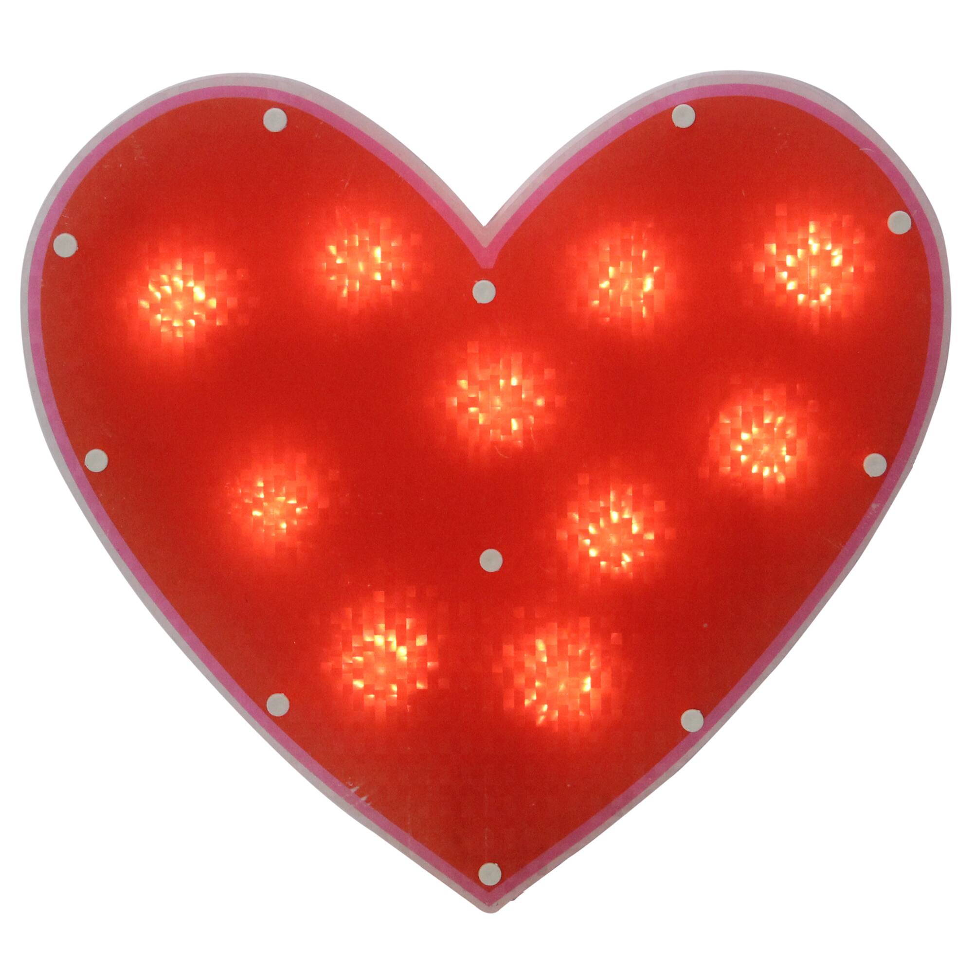 12" Lighted Shimmering Red Heart Window Silhouette Decoration