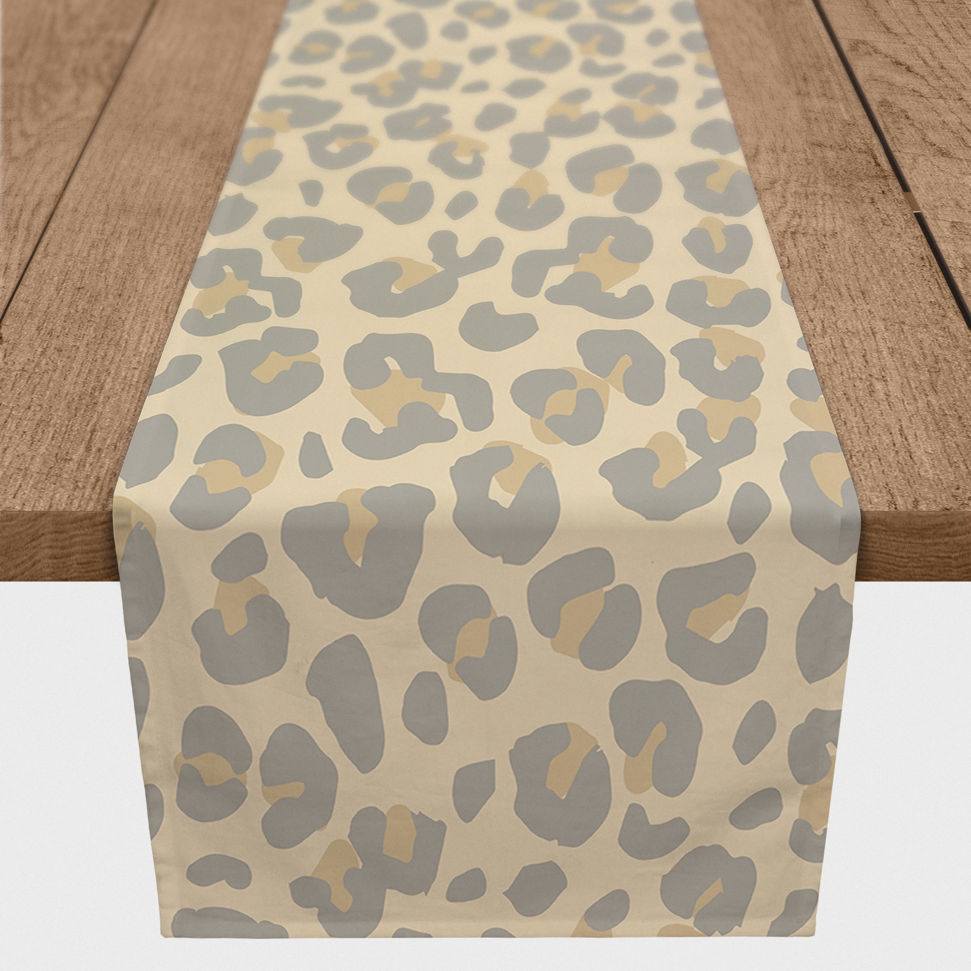 90" Neutral Leopard Cotton Twill Runner