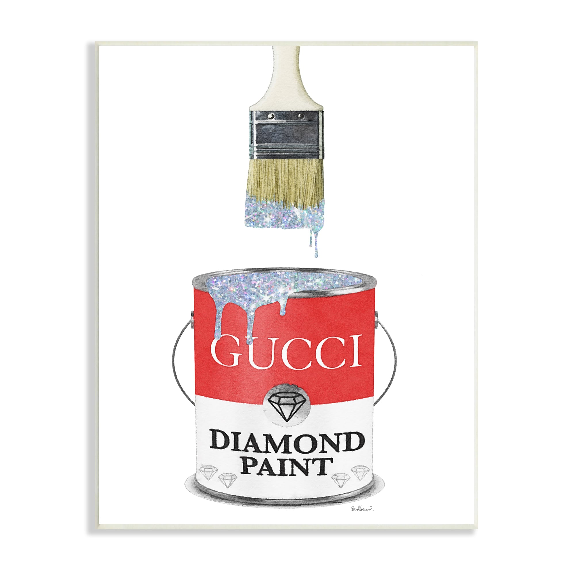 Stupell Industries Diamond Paint Fashion Pop Container Designer Glam Red Wall Plaque