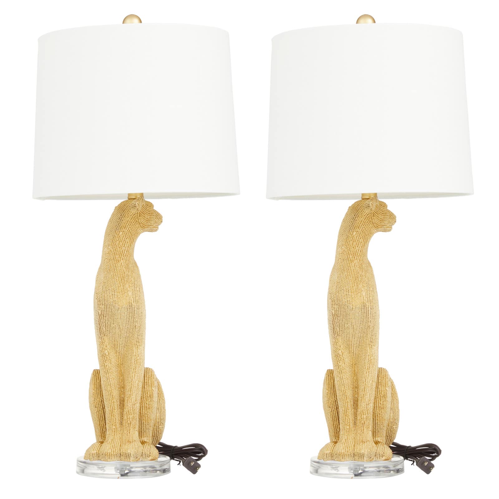 29" Polystone Glam Leopard Table Lamps