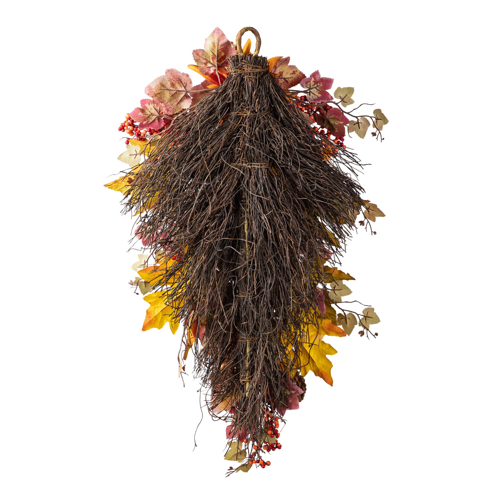 Glitzhome&#xAE; 27&#x22; Fall Dahlia, Pumpkin, Leaf &#x26; Berry Swag