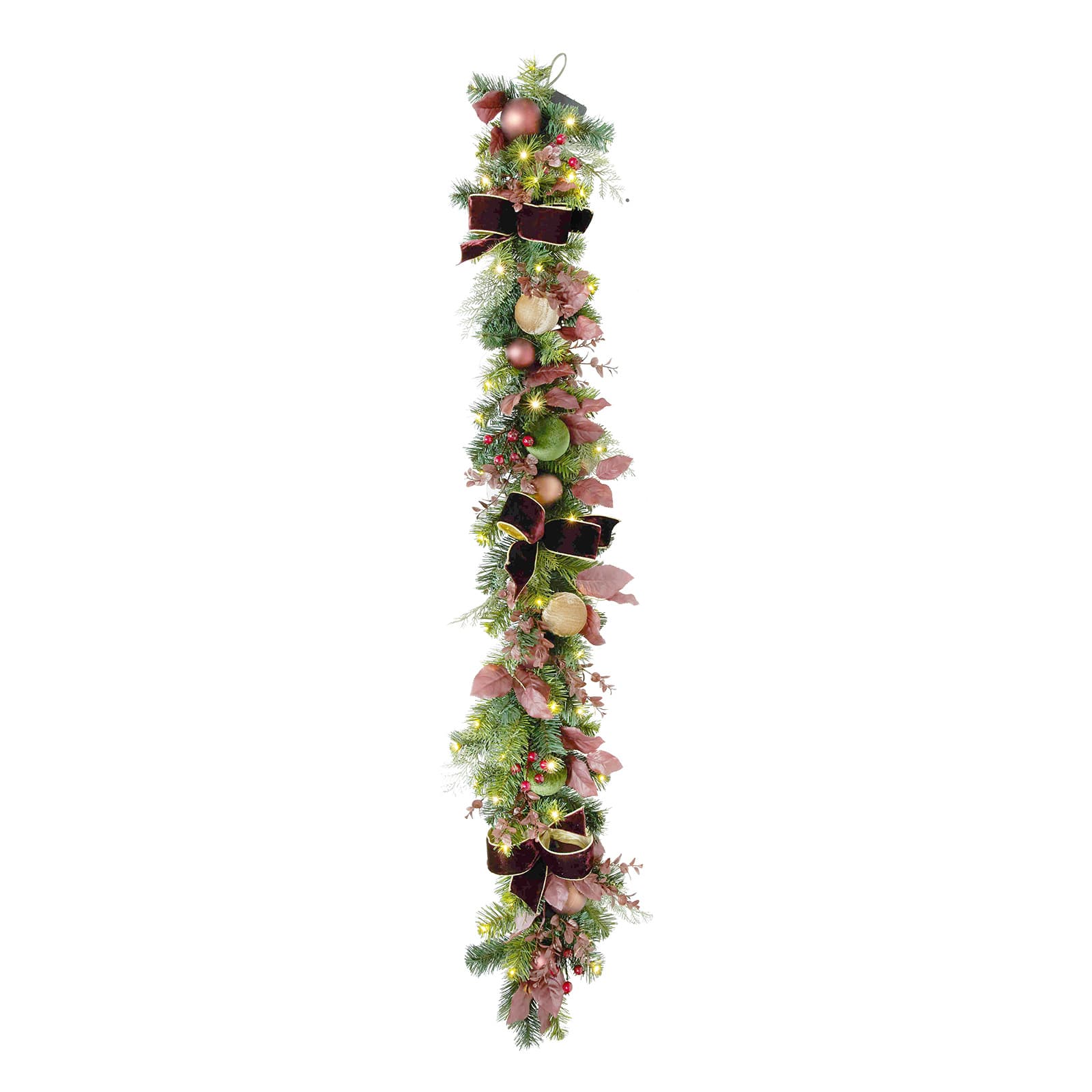 6ft. Pre-Lit Gilded Burgundy Bow & Pine Garland by Ashland®