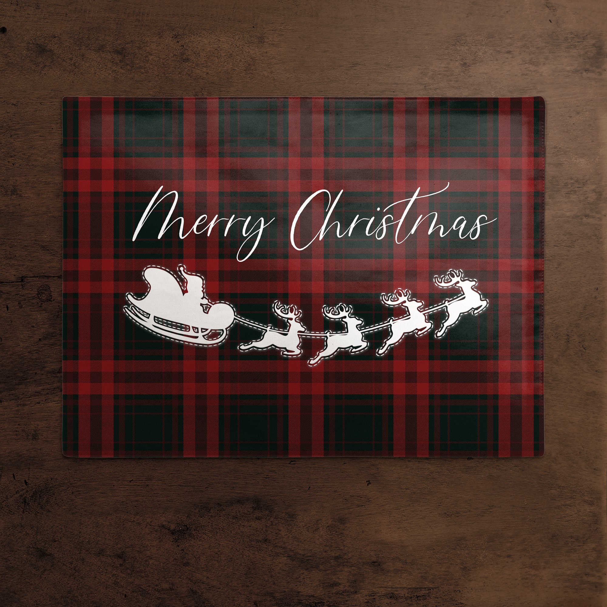 Plaid Santa's Sleigh Cotton Twill Placemat