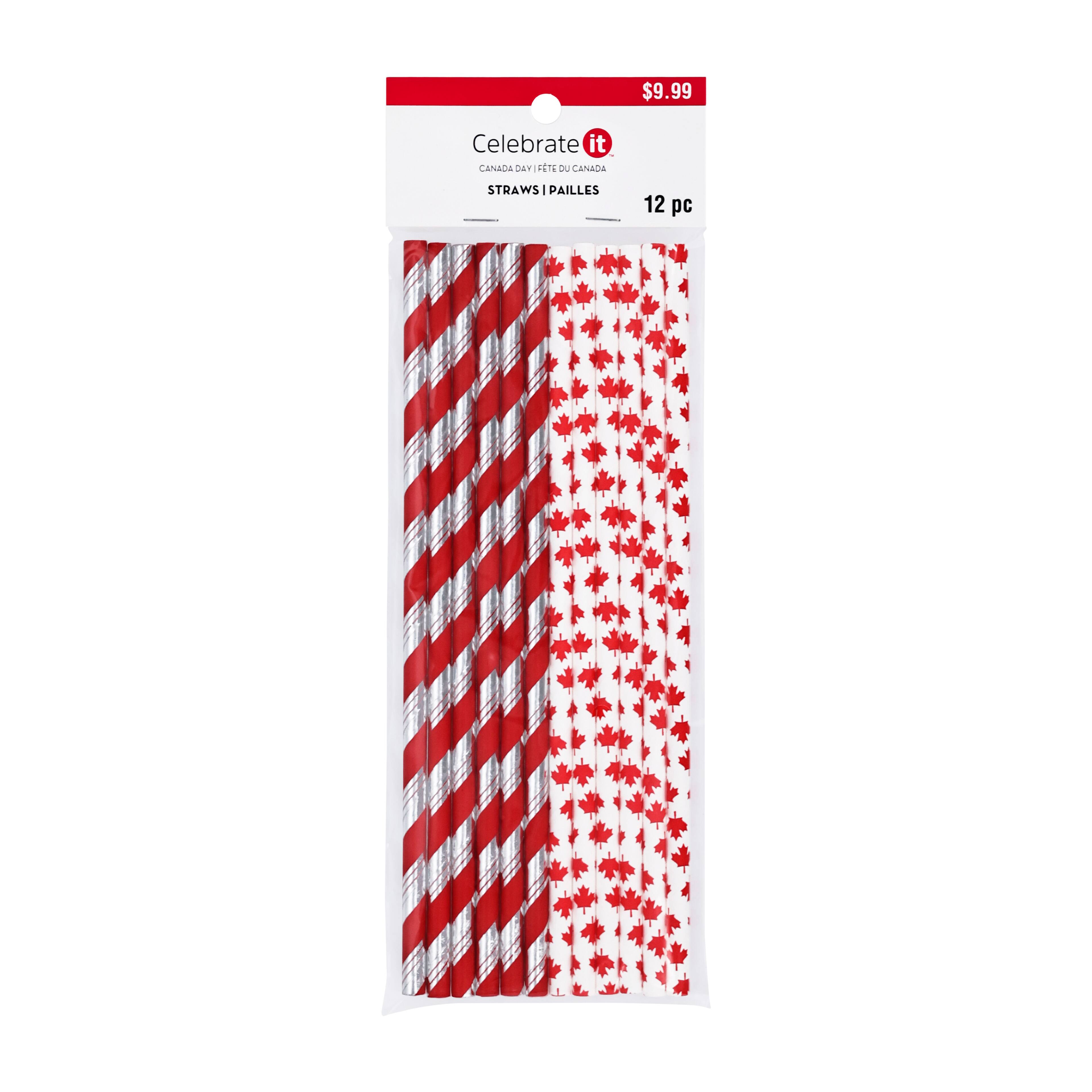 Canada Day Paper Straws, 12ct. by Celebrate It&#x2122;