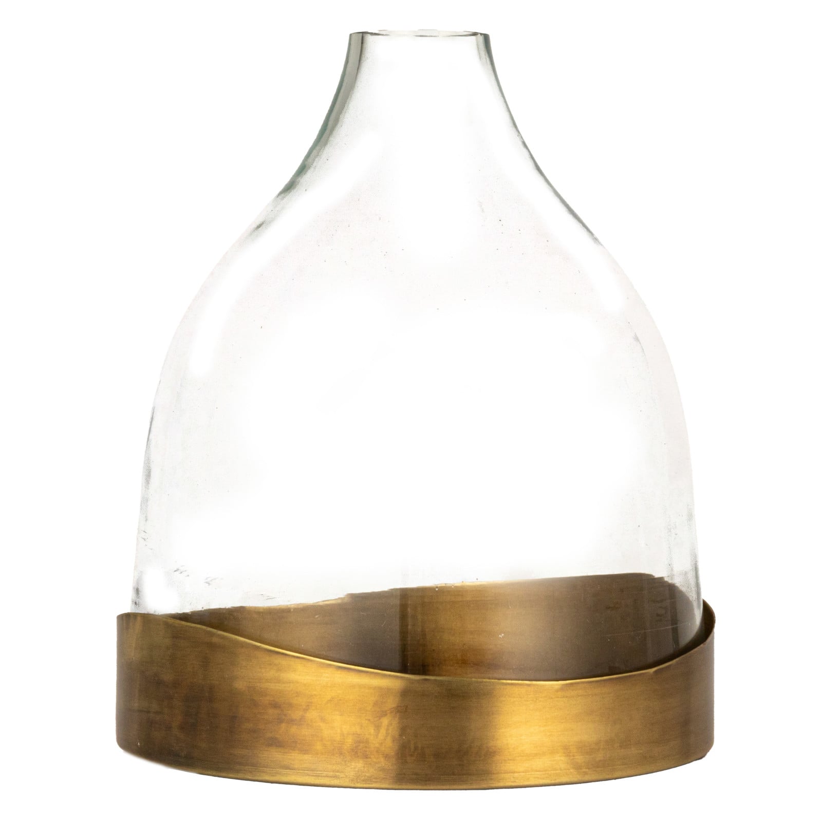Hello Honey&#xAE; 10&#x22; Clear &#x26; Antique Sophisticated Glass Cloche with Metal Tray