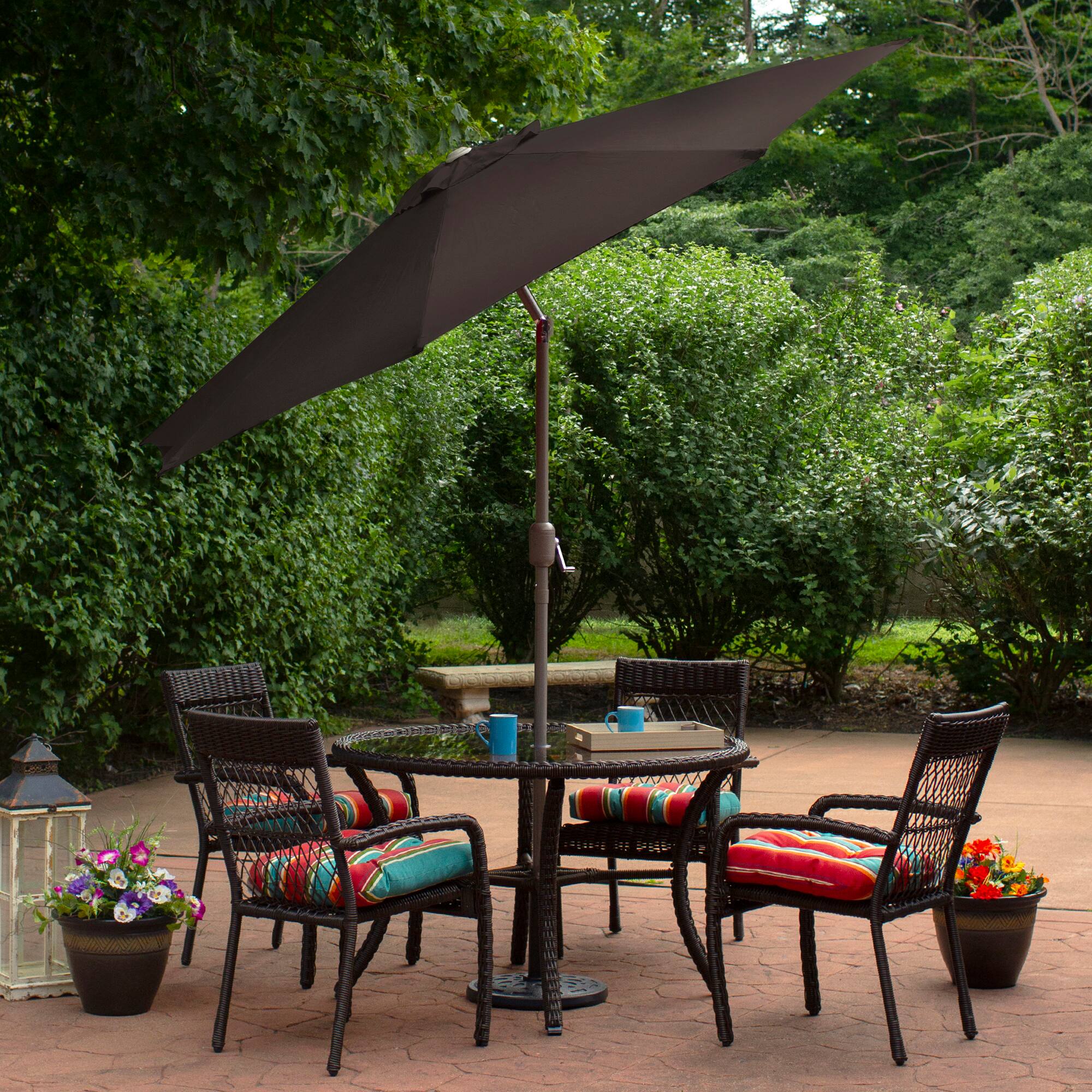 9ft. Outdoor Patio Market Umbrella with Hand Crank &#x26; Tilt