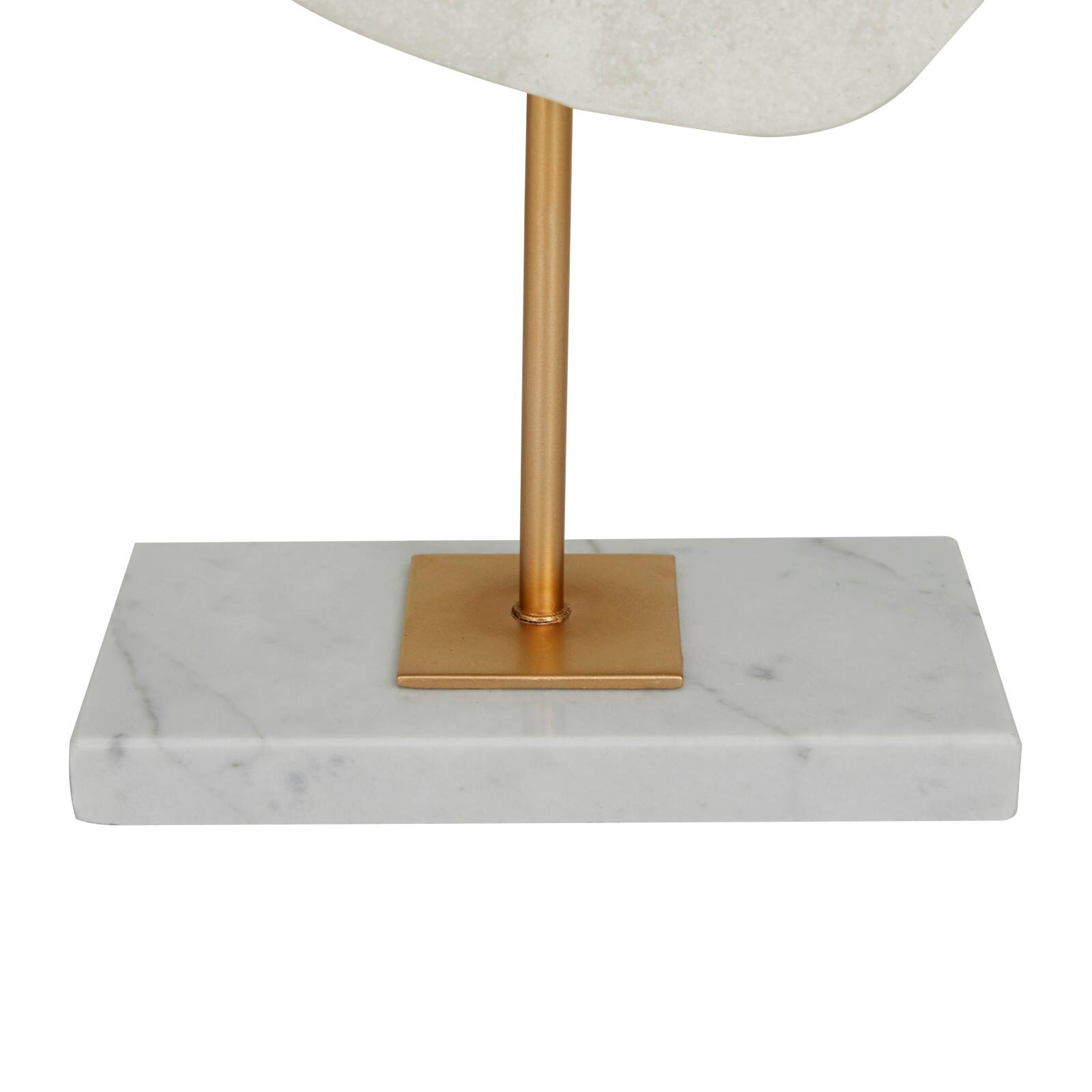 20" White Polystone Cut-Out Abstract Sculpture with Marble Stand