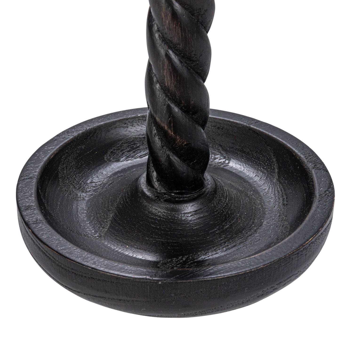 Hello Honey&#xAE; Round Black Wood Taper Candle Holder Set