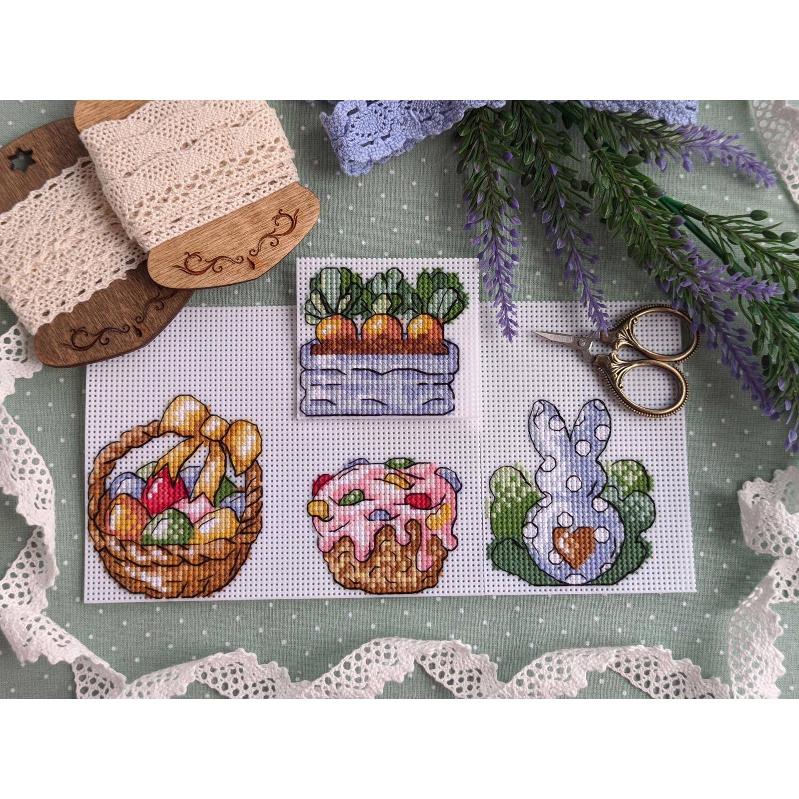 MP Studia Rabbit and Carrots. Magnets Plastic Canvas Plastic Canvas Counted Cross Stitch Kit