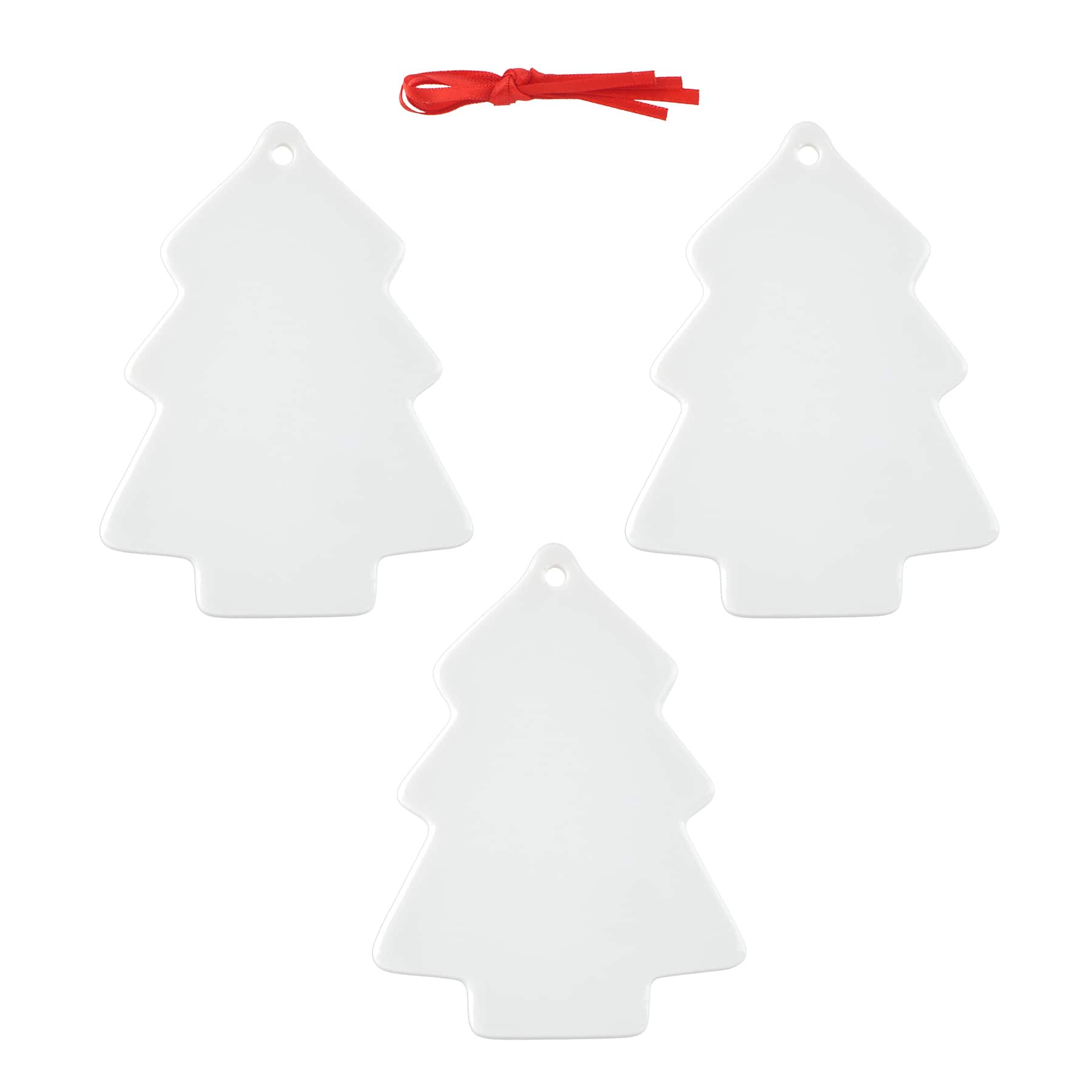 4&#x22; Tree Ceramic Sublimation Ornaments, 3ct. by Make Market&#xAE;