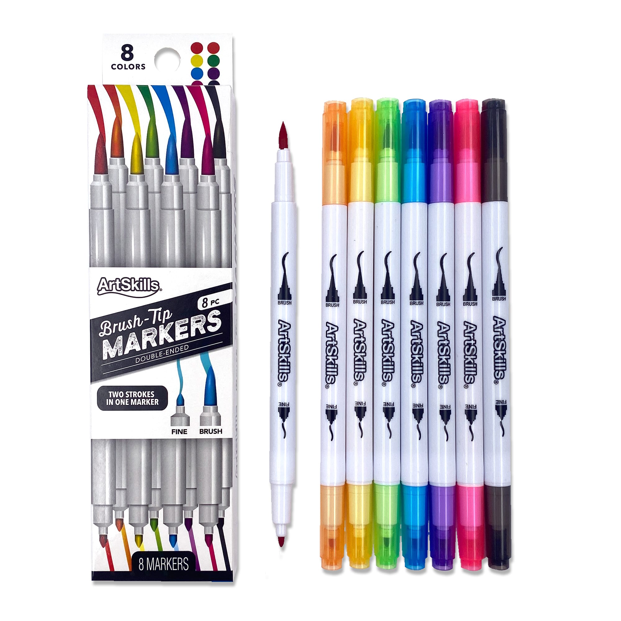 ArtSkills® Dual Tip Brush Markers, 8ct.