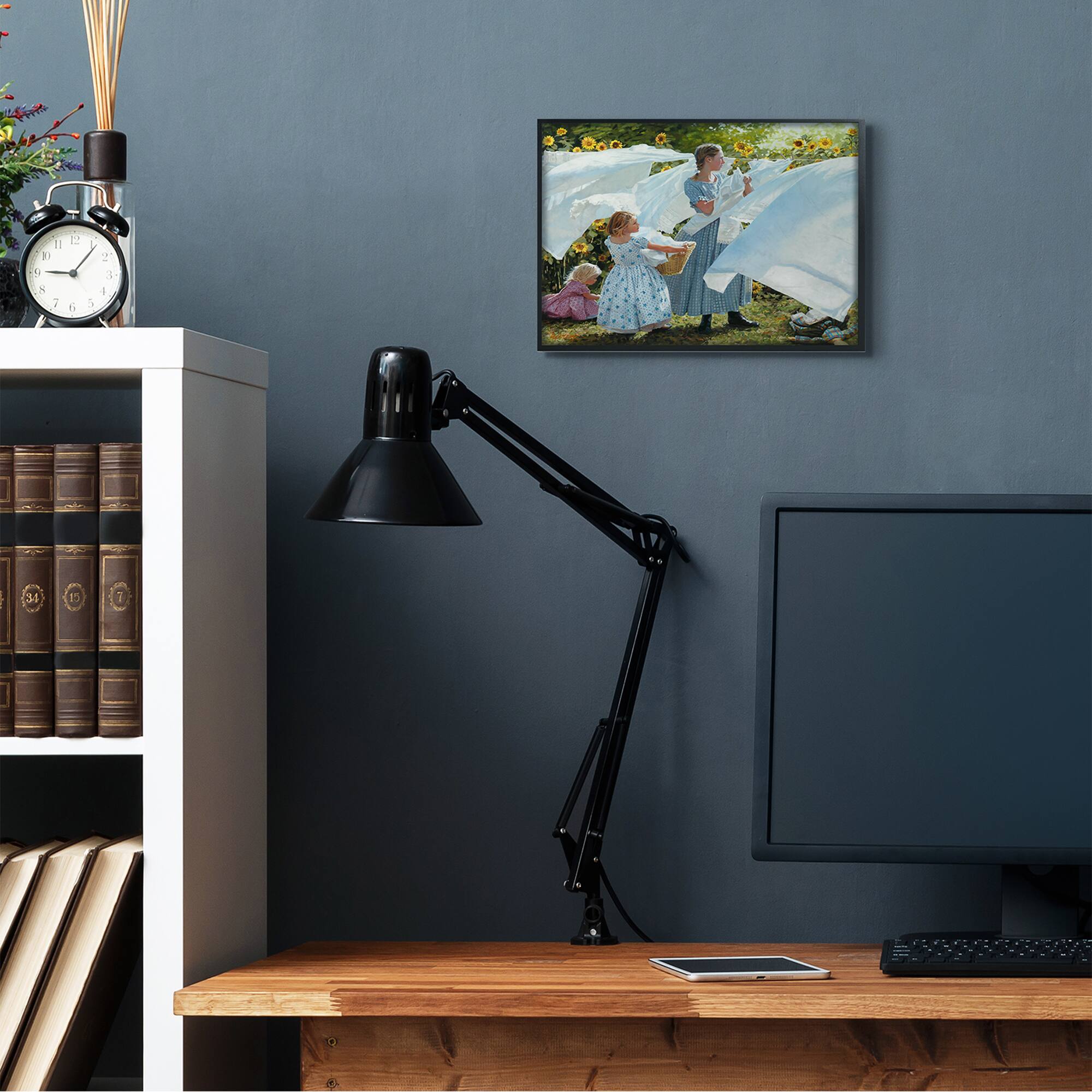 Stupell Industries Farm Children Doing Laundry Wall Art in Frame