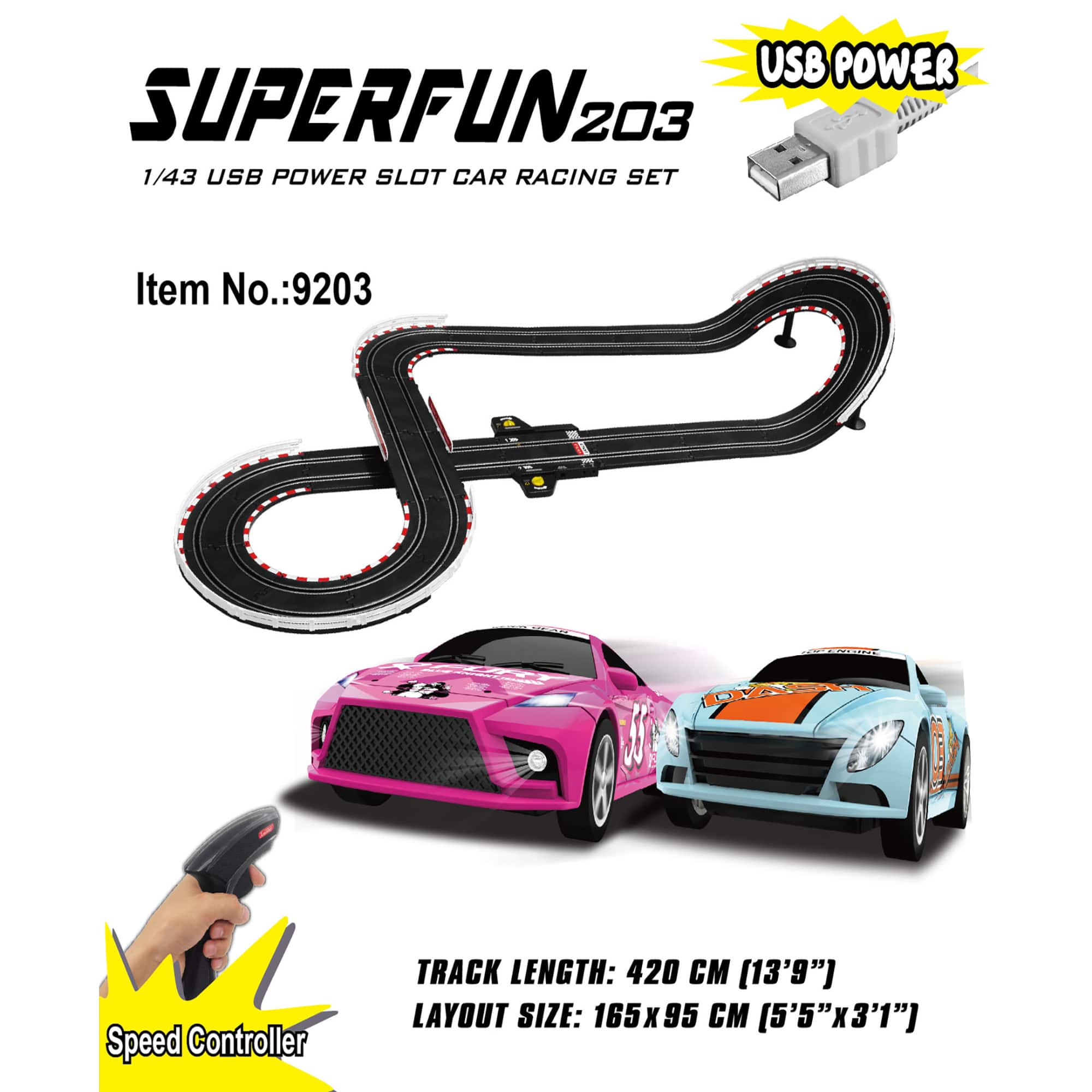 Joysway® SuperFun 203 USB Power Slot Car Racing Set