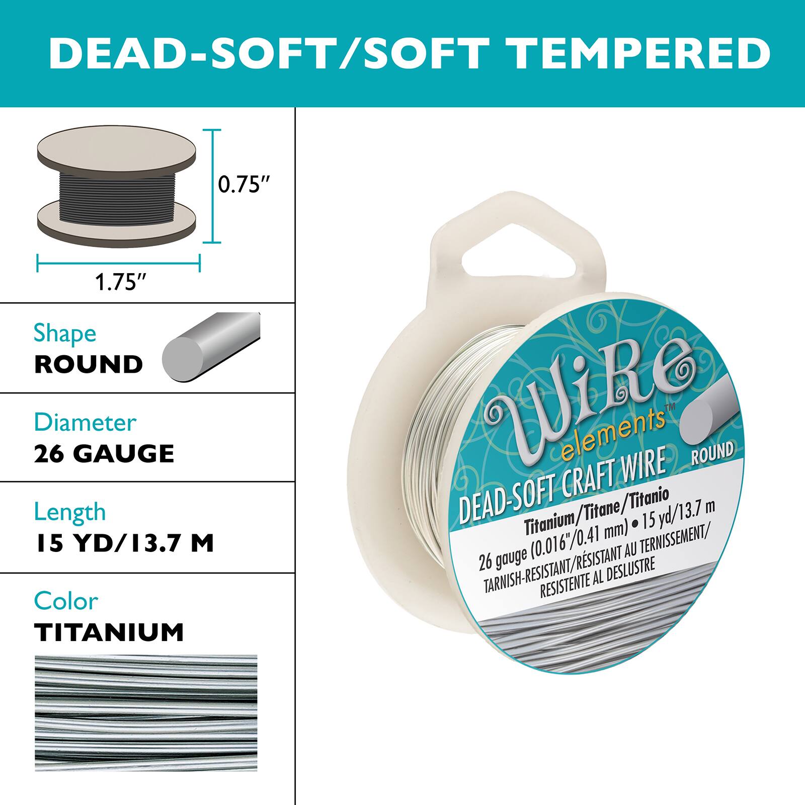 The Beadsmith® Wire Elements™ 26 Gauge Tarnish Resistant Soft Temper Wire, 15yd.