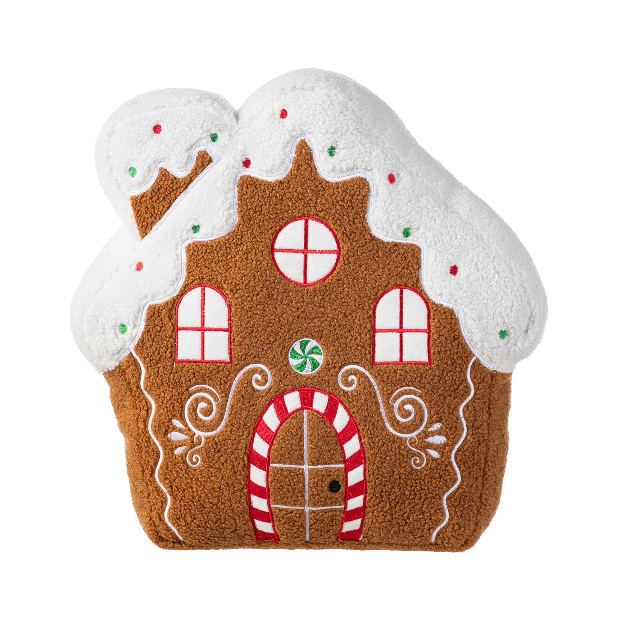 Glitzhome&#xAE; 17&#x22;H Christmas Gingerbread House Shaped Pillow