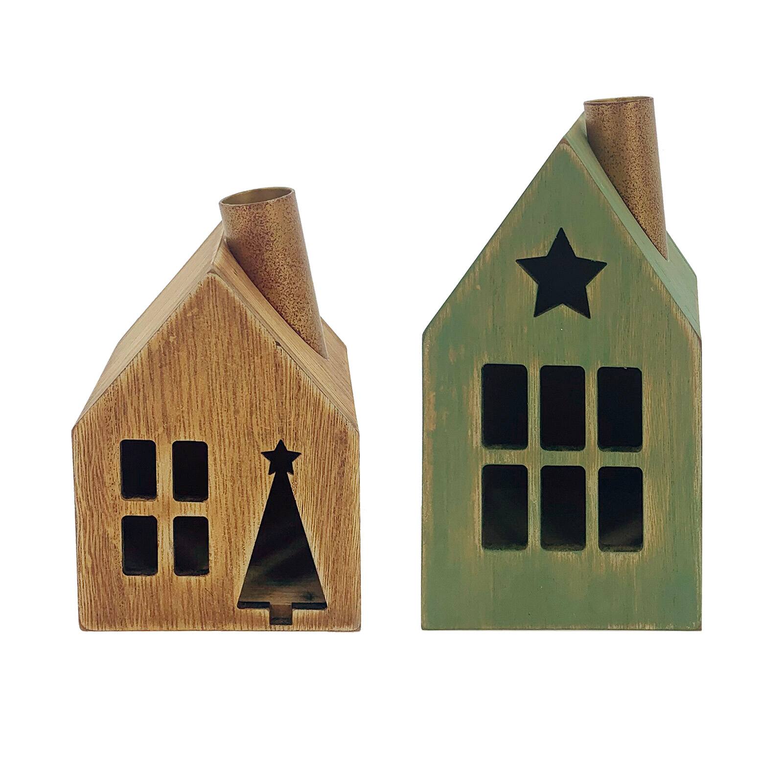 Assorted 6 Wooden House Decoration By Ashland Michaels