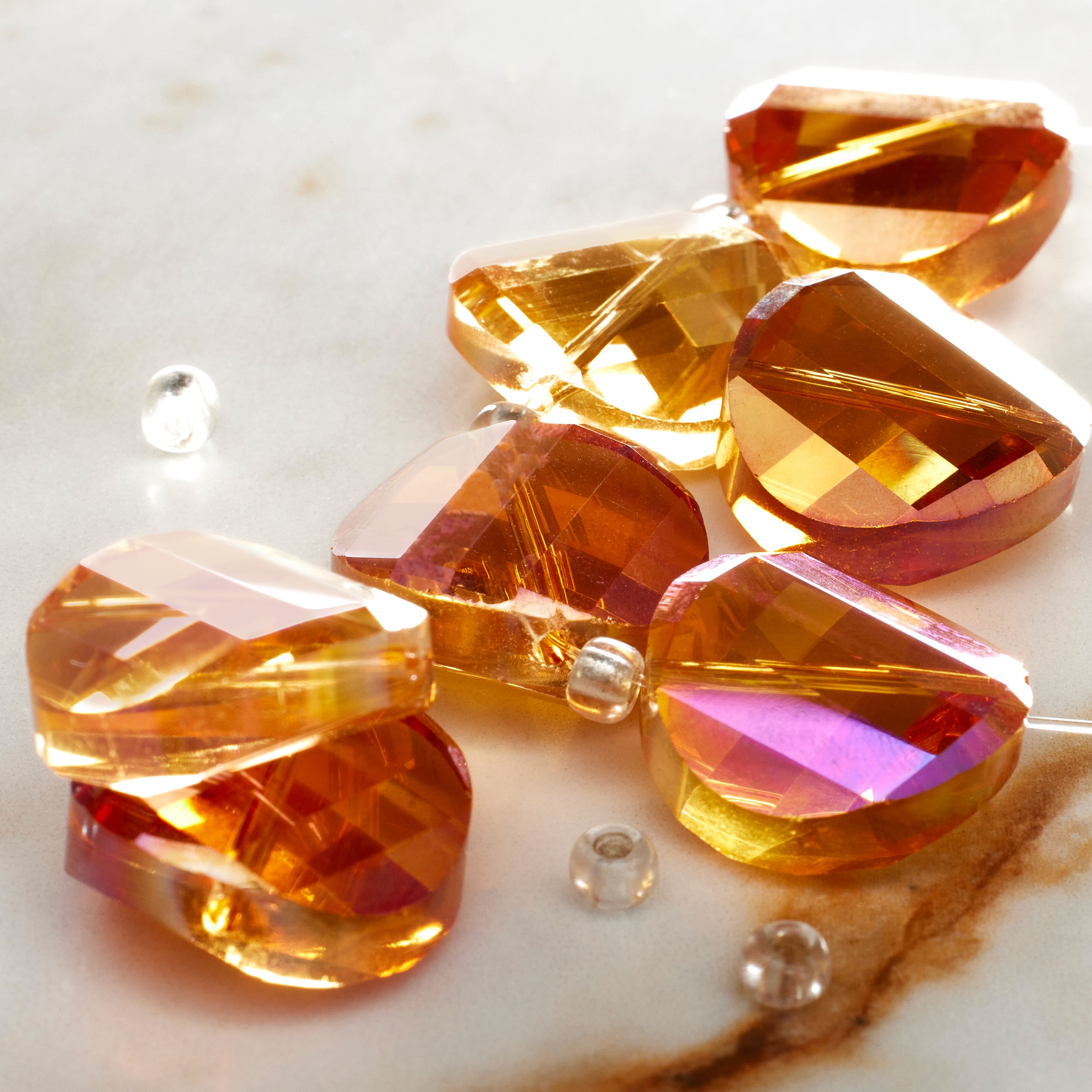 Amber Glass Faceted Round Beads, 18mm by Bead Landing&#x2122;