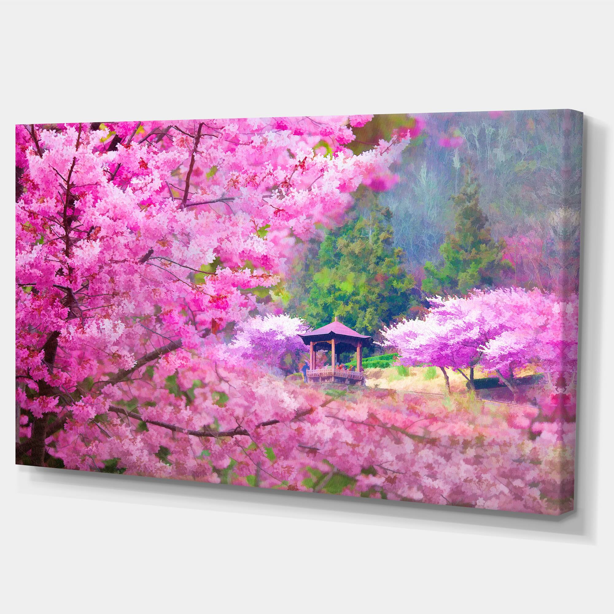 Designart - Japanese Cherry Flowers - Floral Art Canvas Print