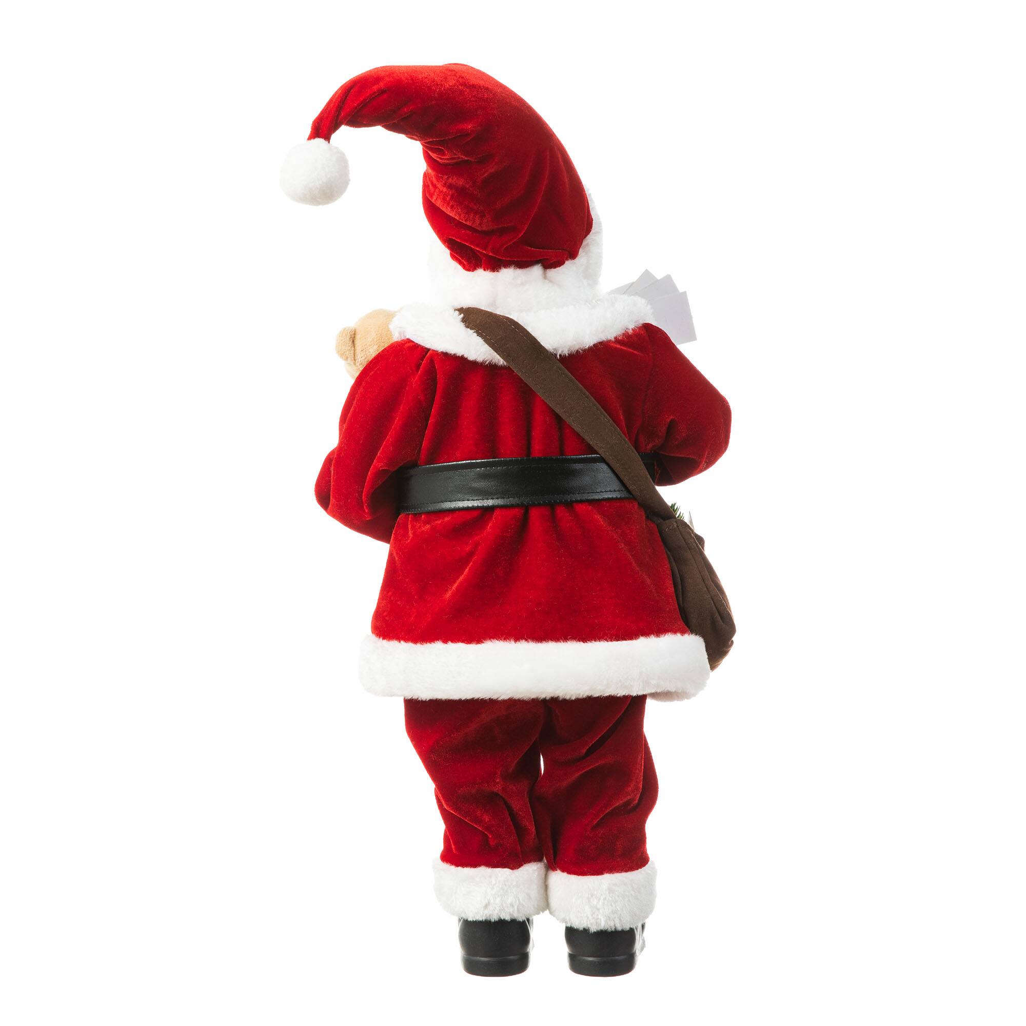 Glitzhome&#xAE; 18&#x22; Faux Fur Christmas Mail Santa Figurine