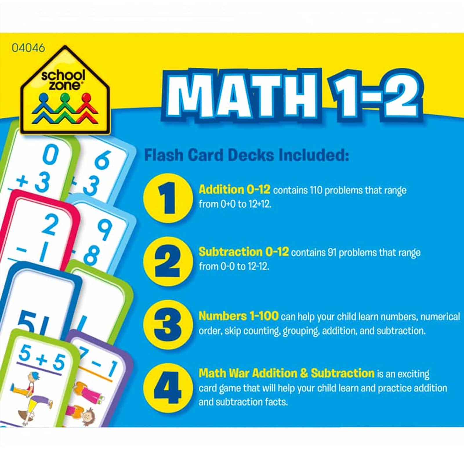 School Zone&#xAE; Math 1-2 Flash Card, 4 Pack