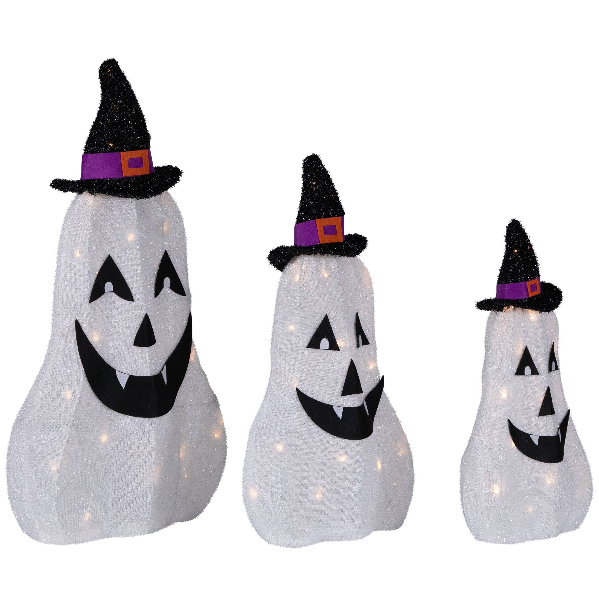 LED Jack O&#x27; Lantern Ghosts Outdoor Halloween Decoration Set