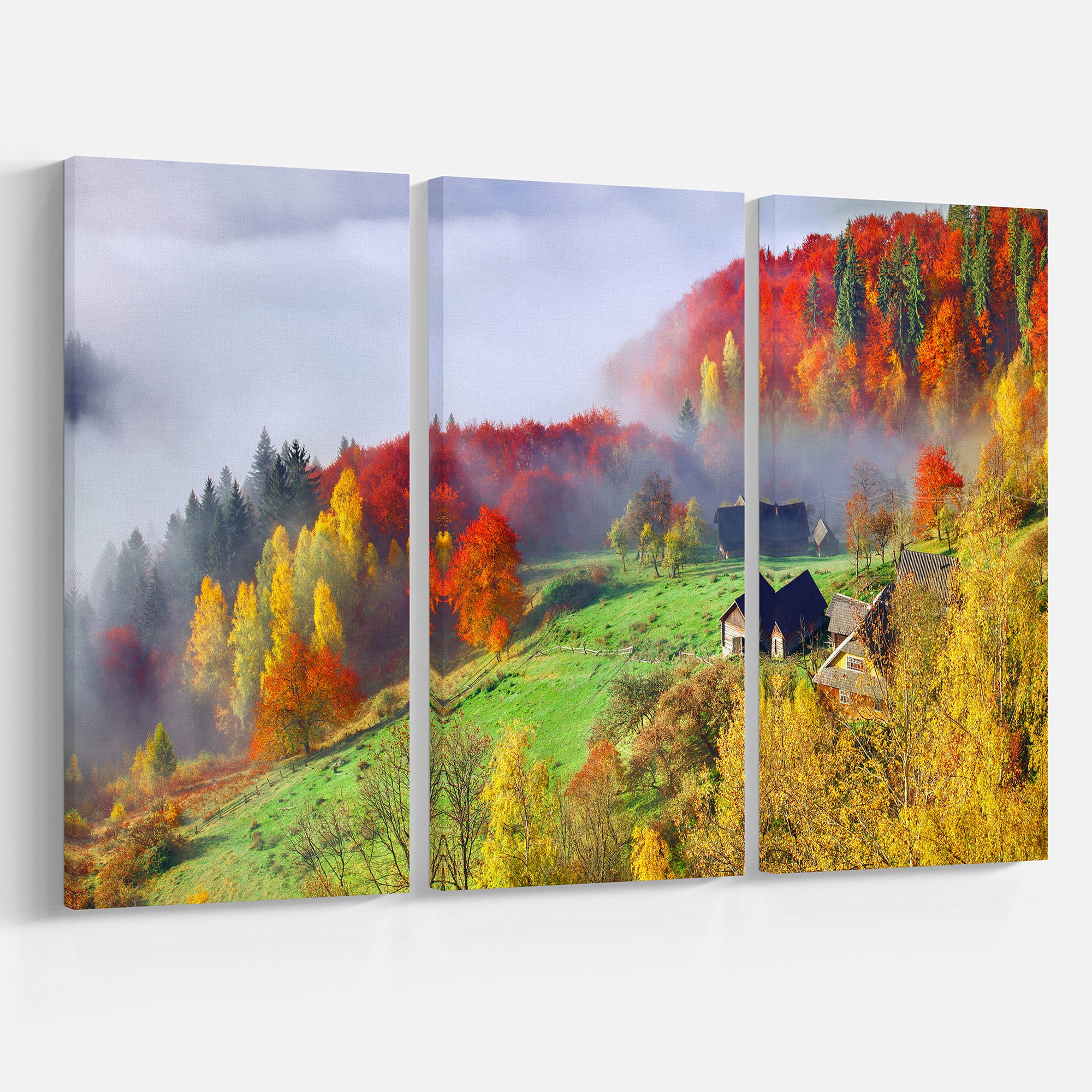 Designart - Colorful Autumn Landscape in Mountains - Large Landscape Canvas Art Print