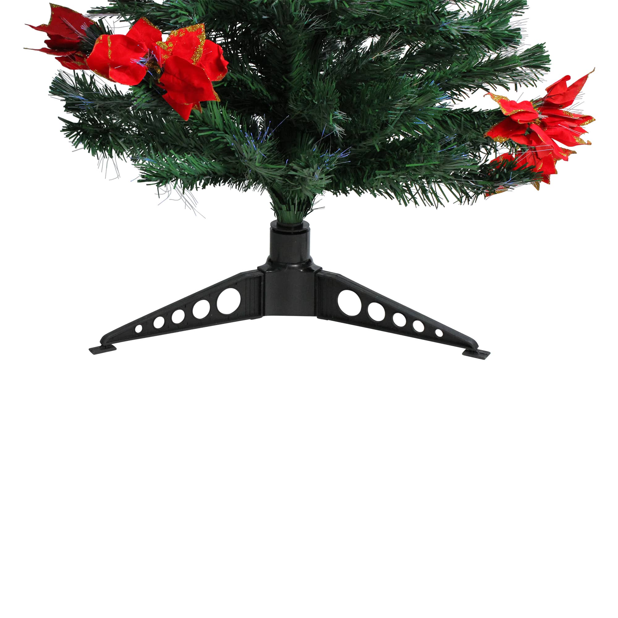 5ft. Fiber Optic Color Changing Artificial Christmas Tree with Red Poinsettias &#x26; Star