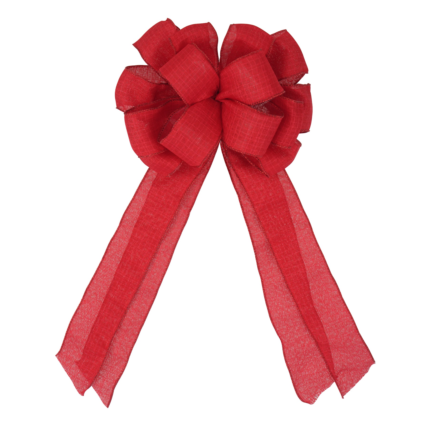 20.5&#x22; Red Faux Linen Tree Topper Bow by Celebrate It&#x2122;