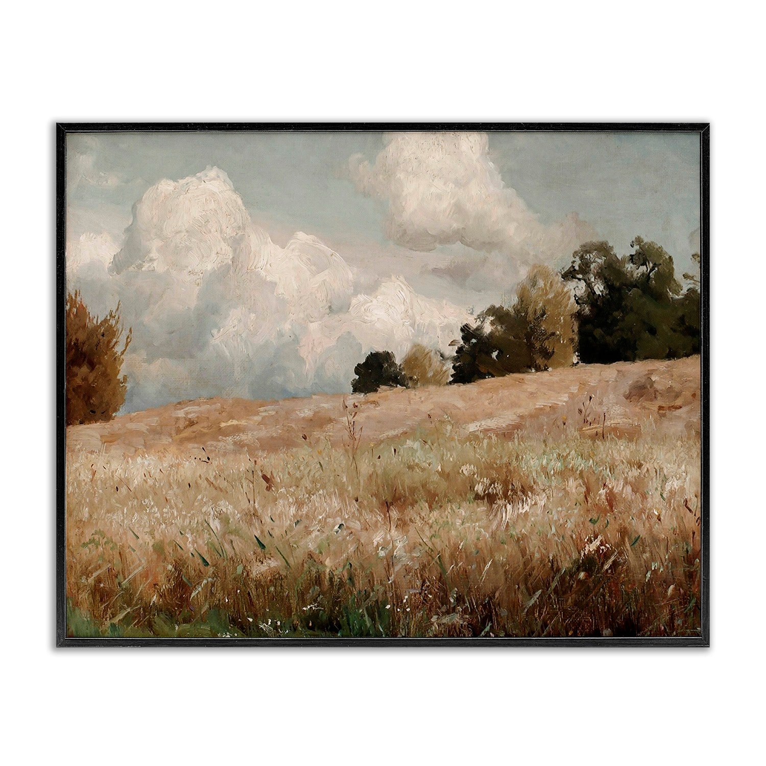 Stupell Industries Classic Cloudy Field Landscape Framed Giclee Art